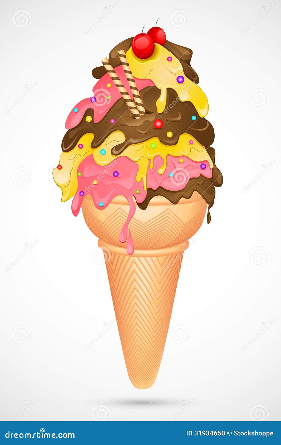 Ice Cream Cone stock vector. Image of delicious, cuisine - 31934650