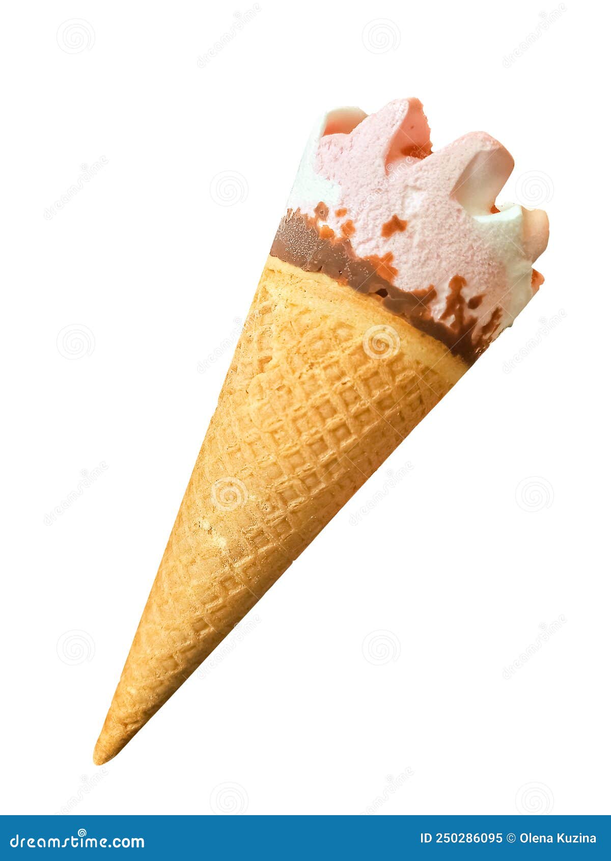 Ice Cream Cone in Waffle Cup Isolated on White Stock Image Image of