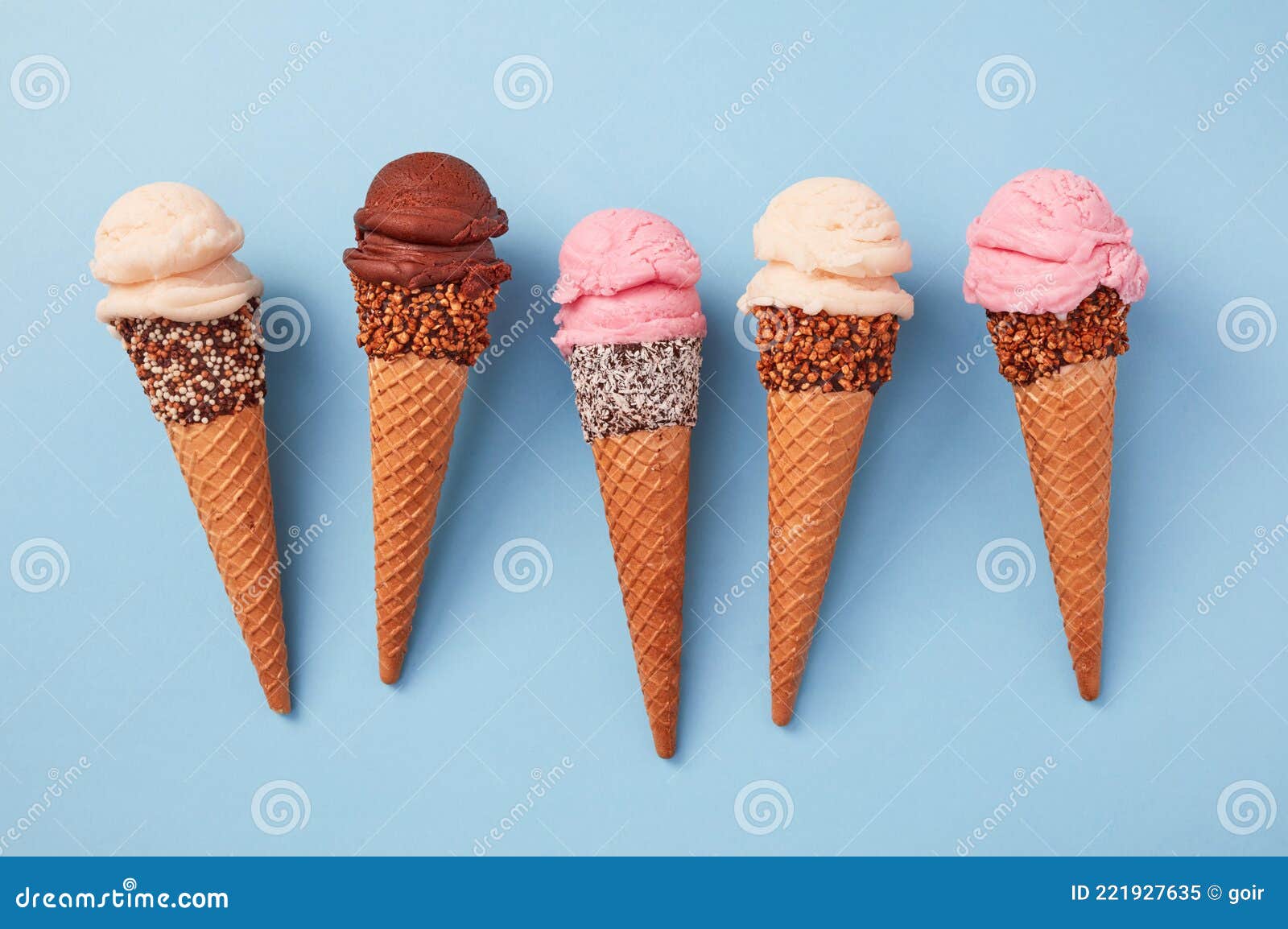Ice cream cones stock image. Image of summer, gourmet 221927635