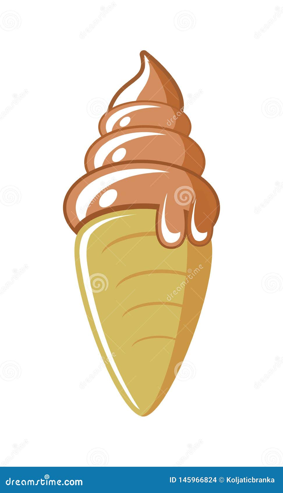 Ice Cream Cones. Clipart, Vanilla and Chocolate Stock Vector