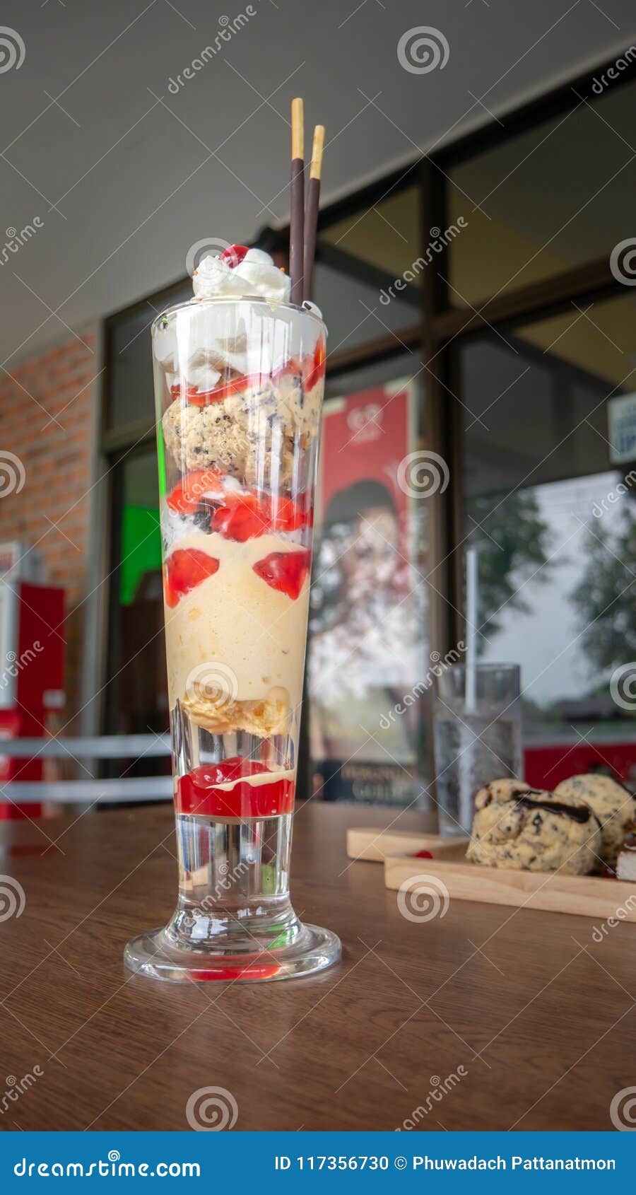 Ice Cream in Cup and Jelly. Stock Photo Image of sundae, drink 117356730