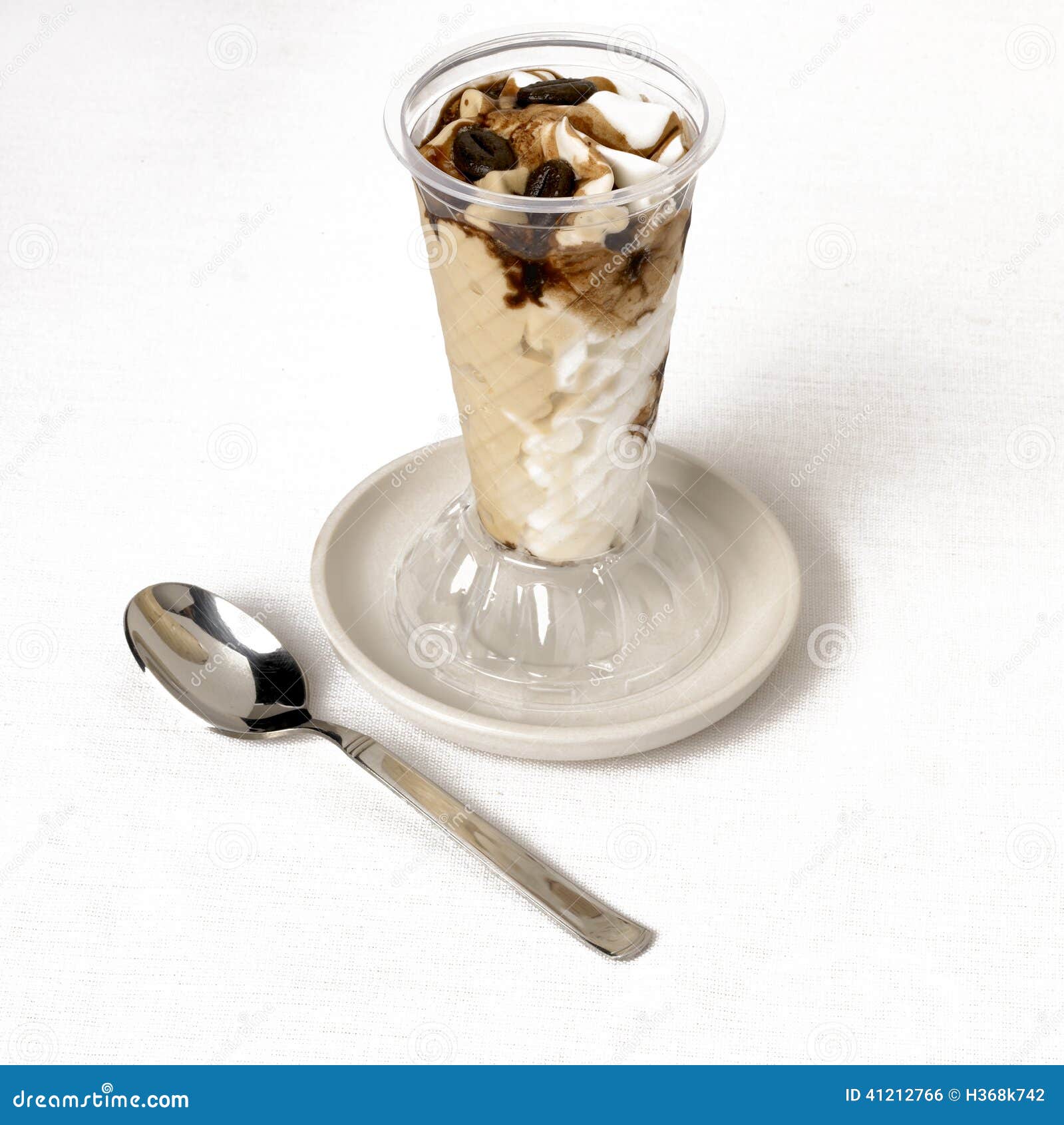 Ice Cream Cup and Spoon. Coffee Flavour Stock Photo Image of