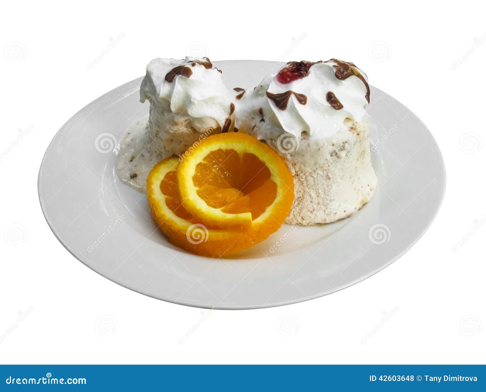 Ice Cream Dessert with Orange Slice in a Dish Stock Photo Image of