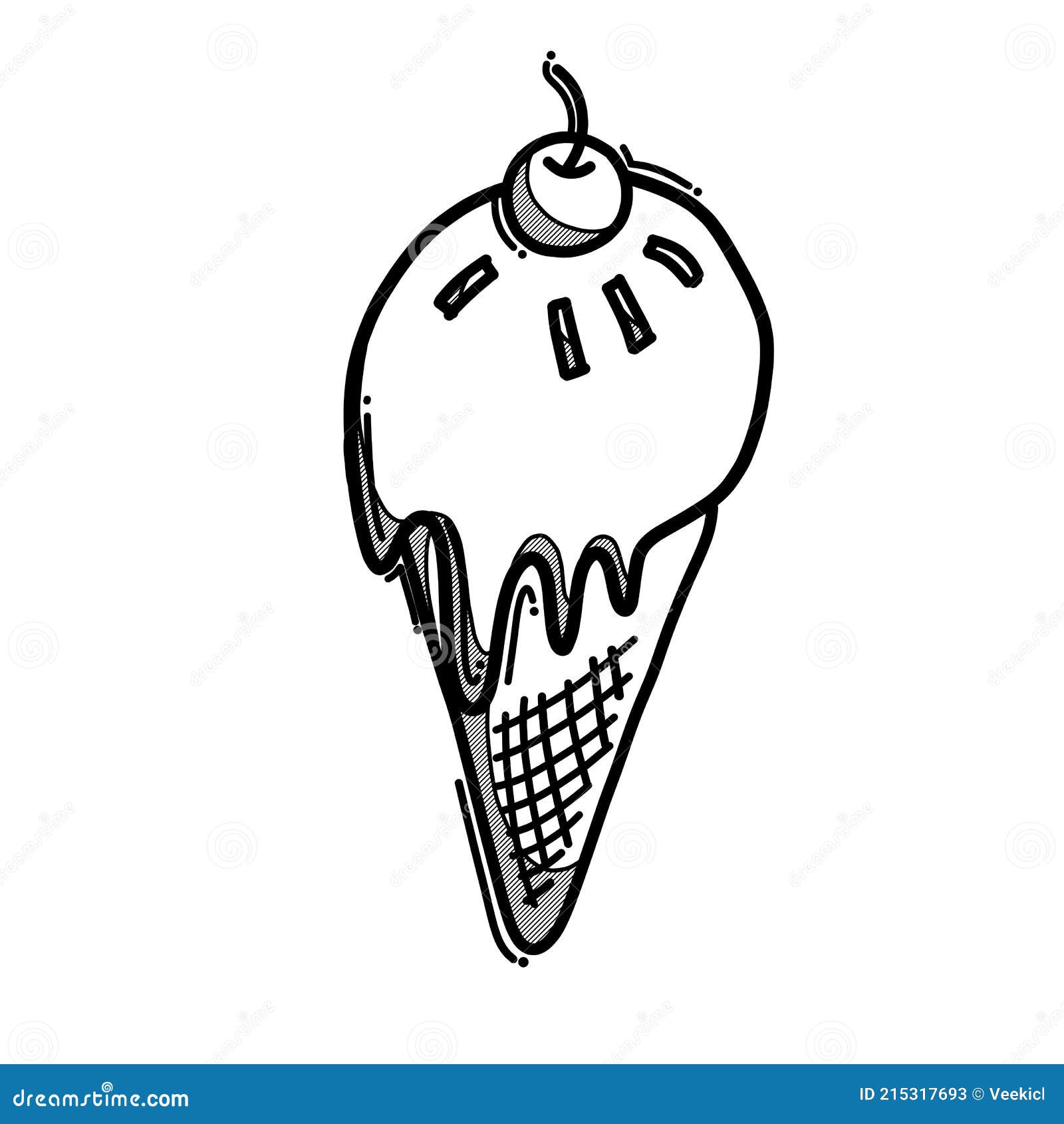 Ice Cream Doodle Vector Icon. Drawing Sketch Illustration Hand Drawn