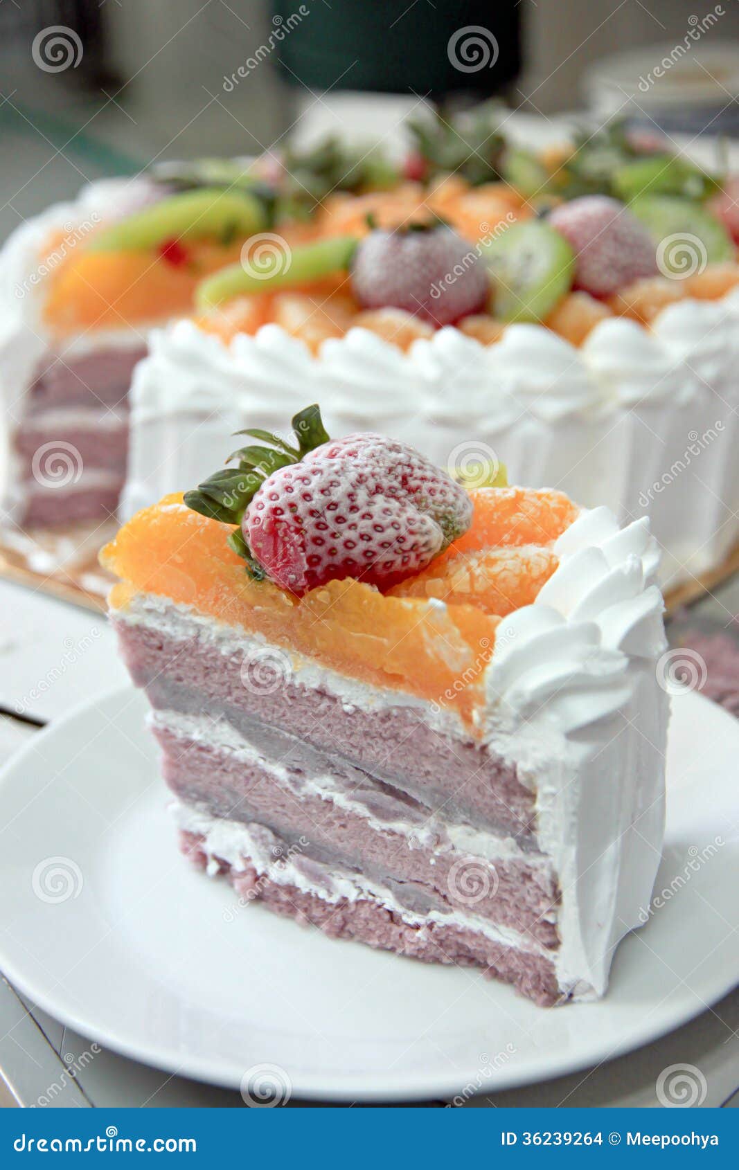 Ice Cream fruit cake. stock photo. Image of almond, food 36239264
