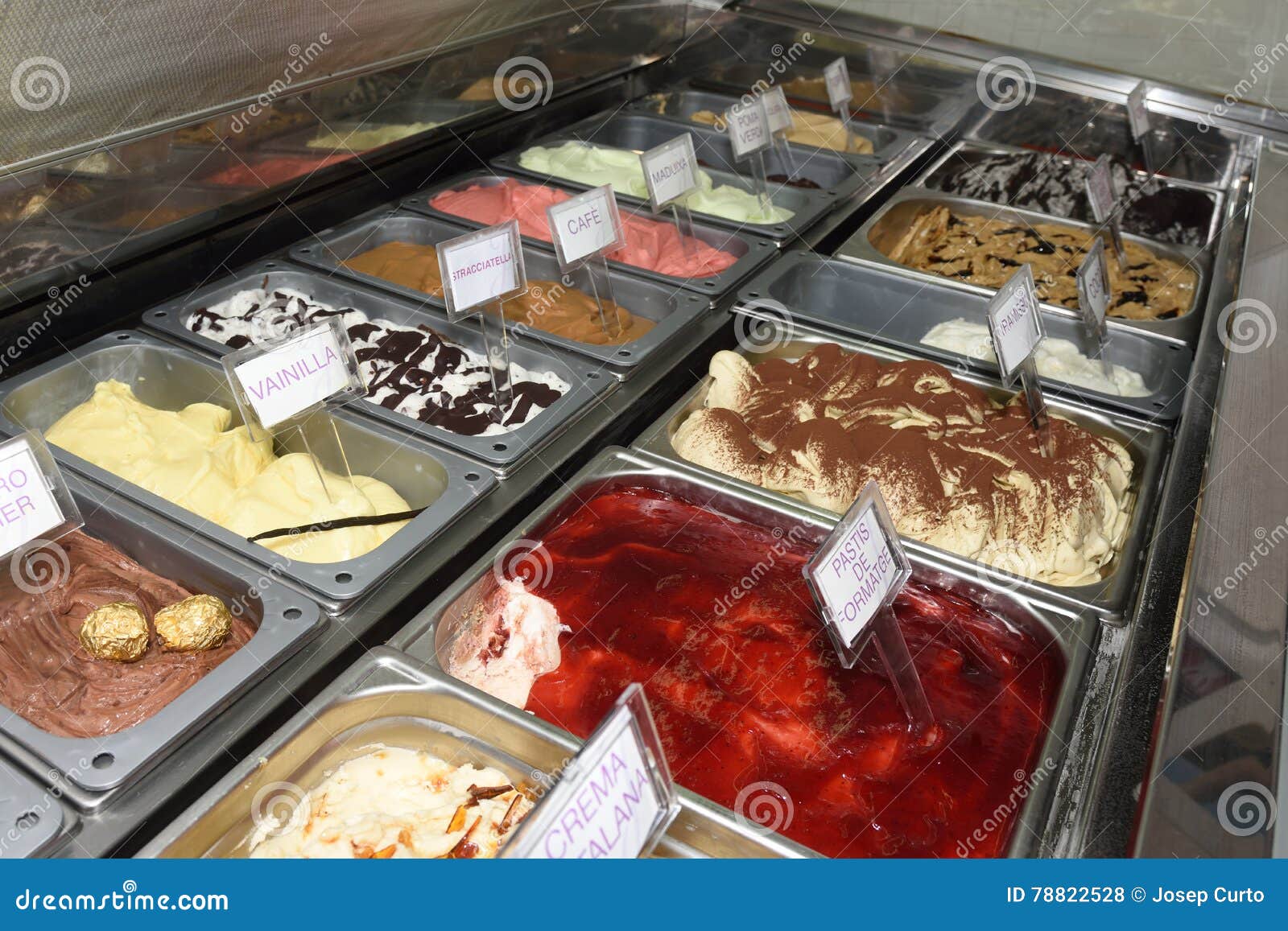 ice cream in an ice cream shop,