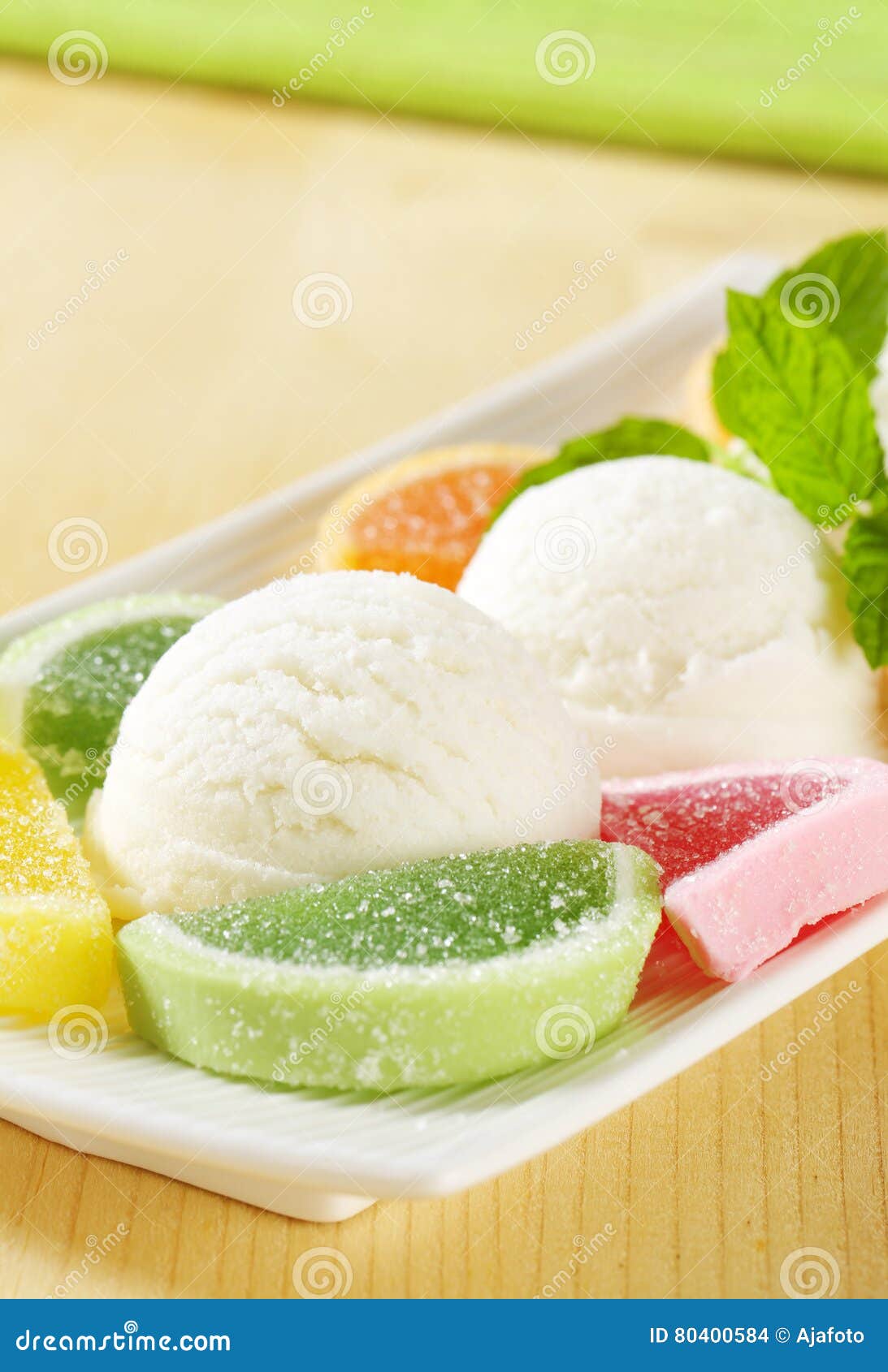 Ice cream with jelly candy stock photo. Image of studio 80400584