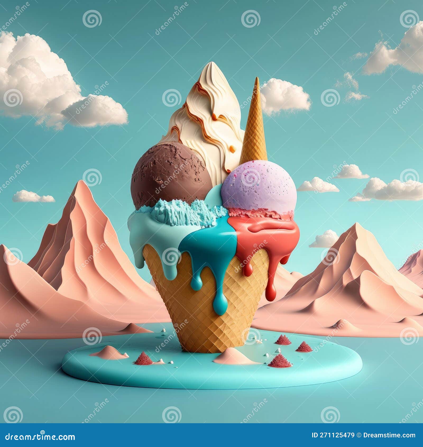 Ice cream landscape stock illustration. Illustration of sweet 271125479