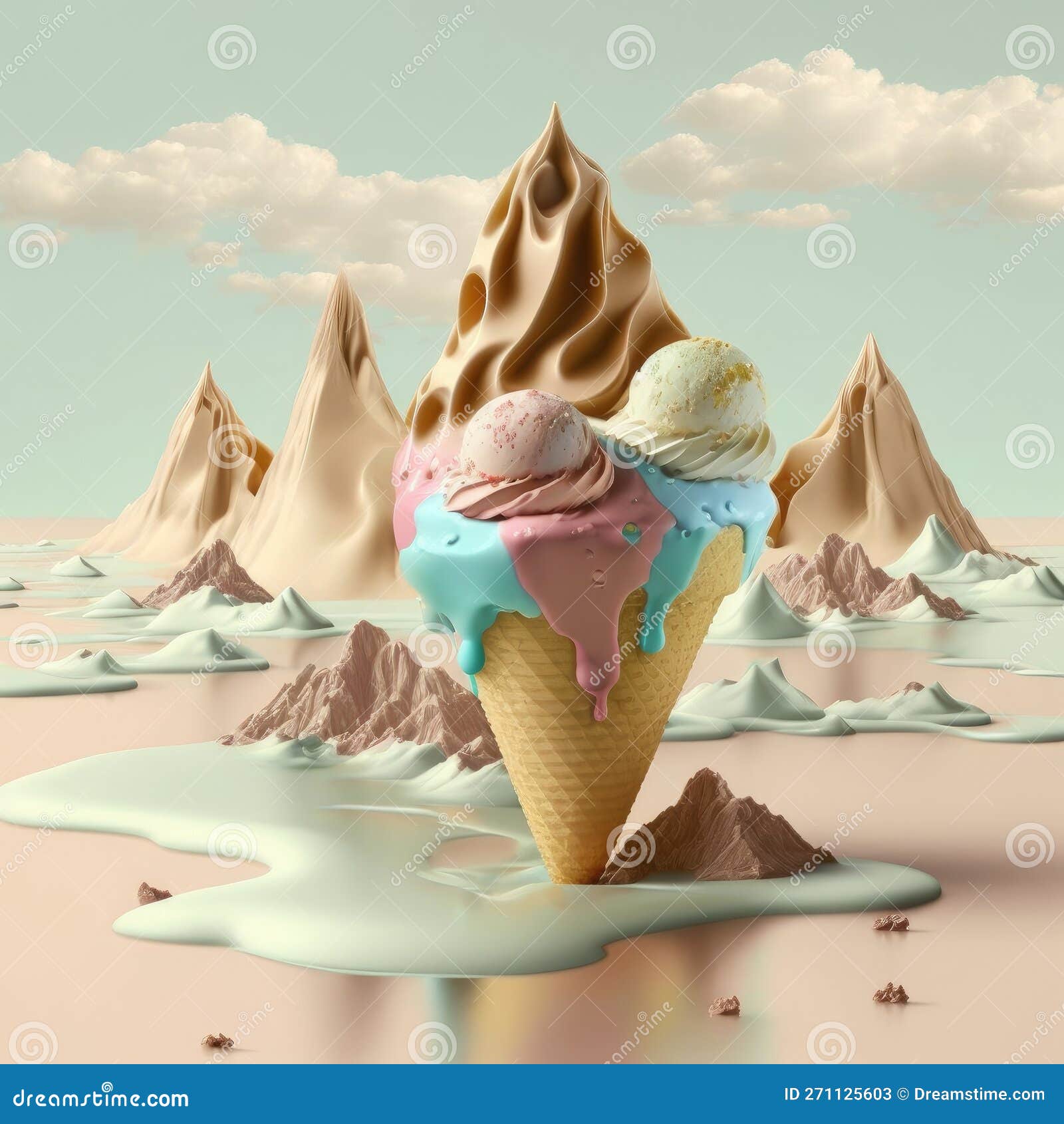 Ice cream landscape stock illustration. Illustration of dreamy 271125603