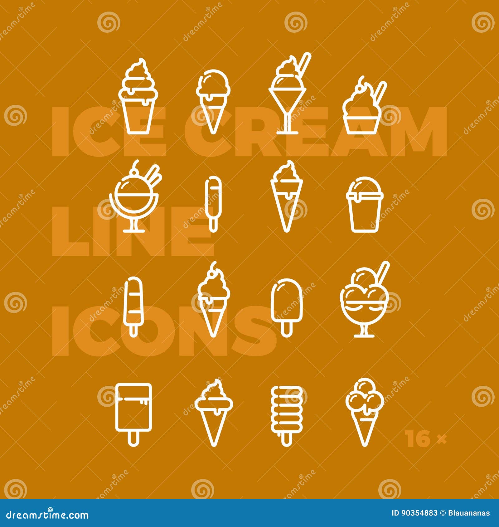 ice cream linear icons invert
