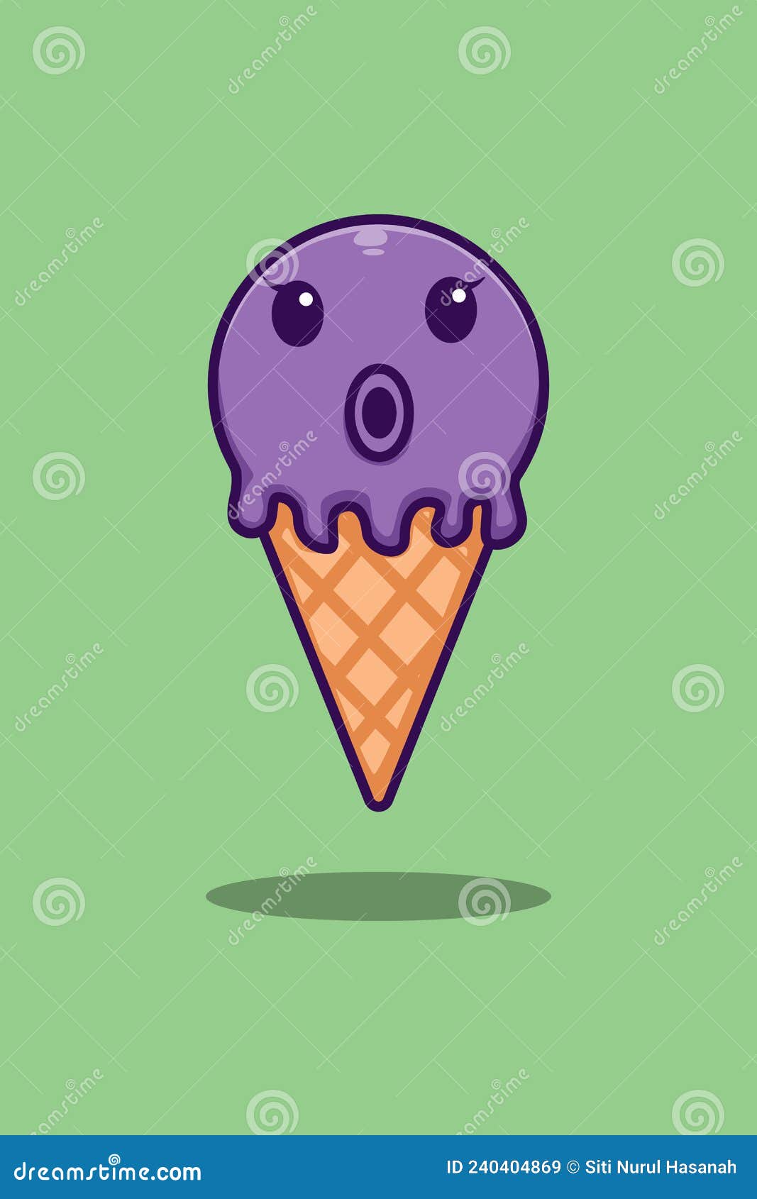 Ice Cream and Octopus Cartoon Illustration Stock Vector Illustration of dessert, graphic