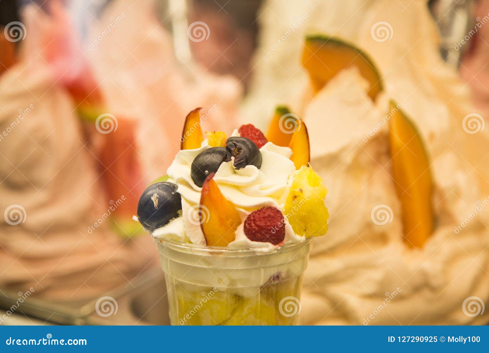 Ice Cream in an Ice Cream Parlor Stock Image Image of cone, label