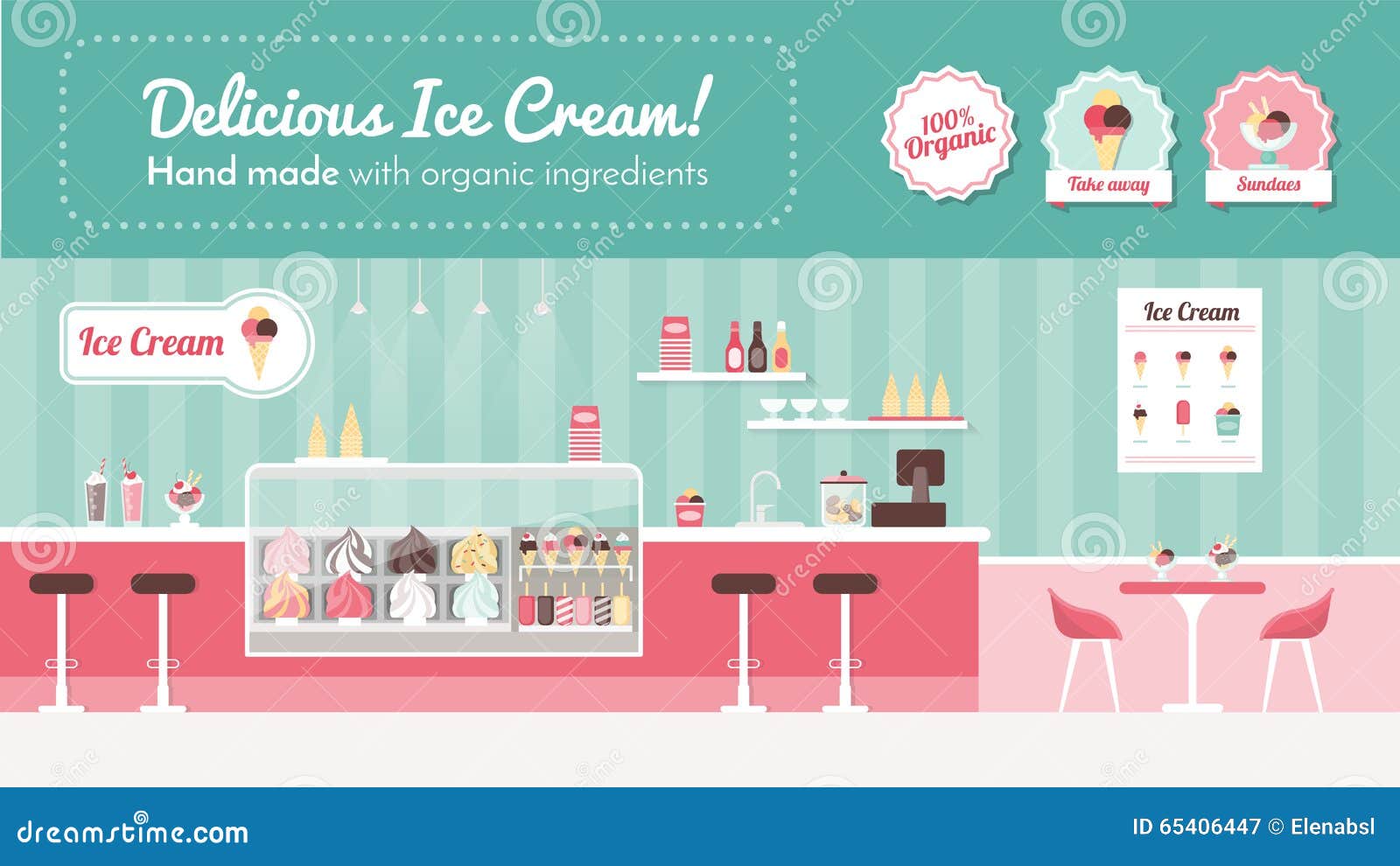 Ice Cream Parlor Cartoon Vector 17430137