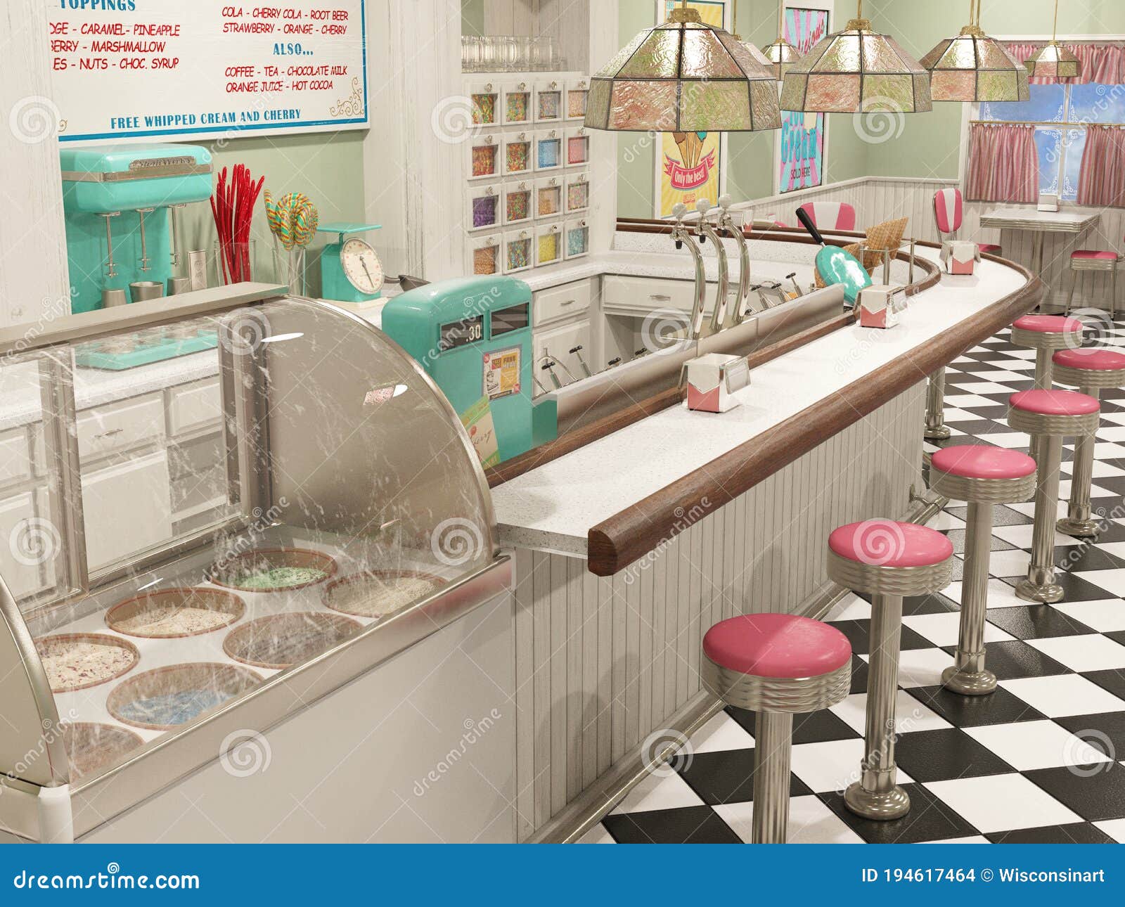 ice cream parlor, siop, confections, restaurant