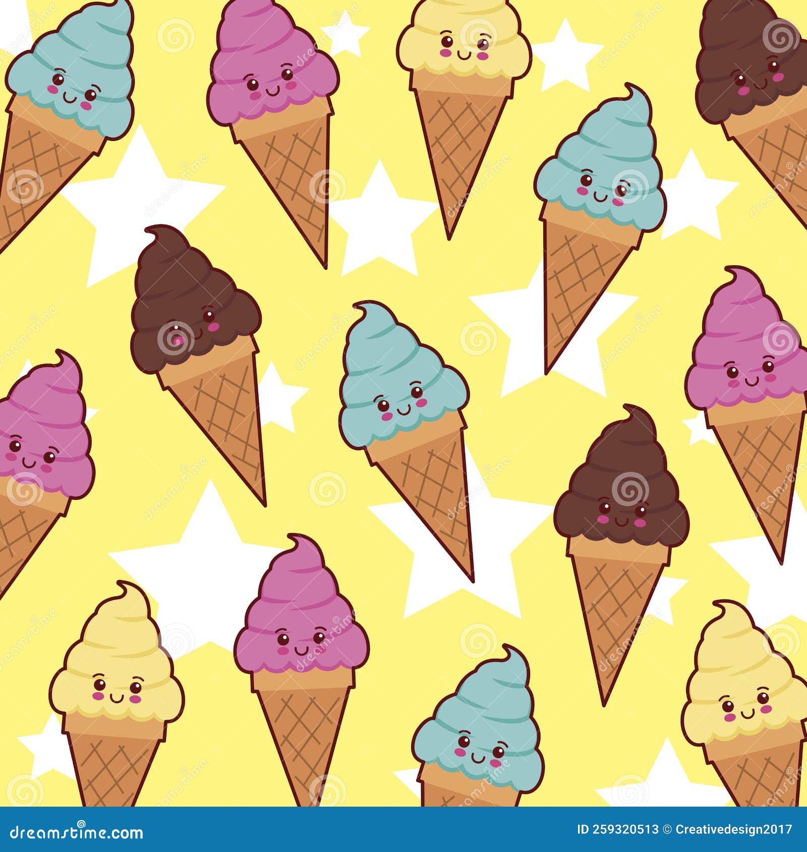 Ice Cream Pattern Background Stock Vector - Illustration of kids