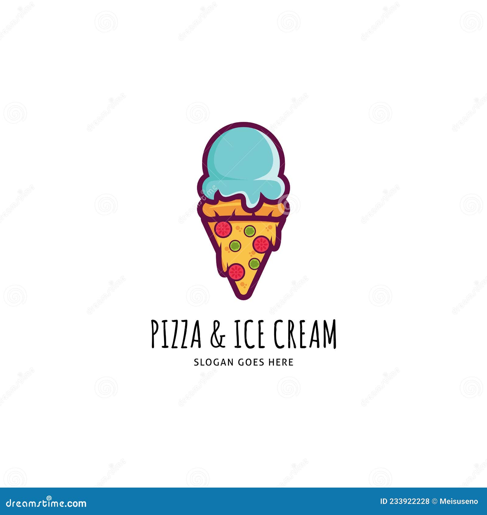 Ice Cream and Pizza Icon Vector Logo Template Illustration Design Stock