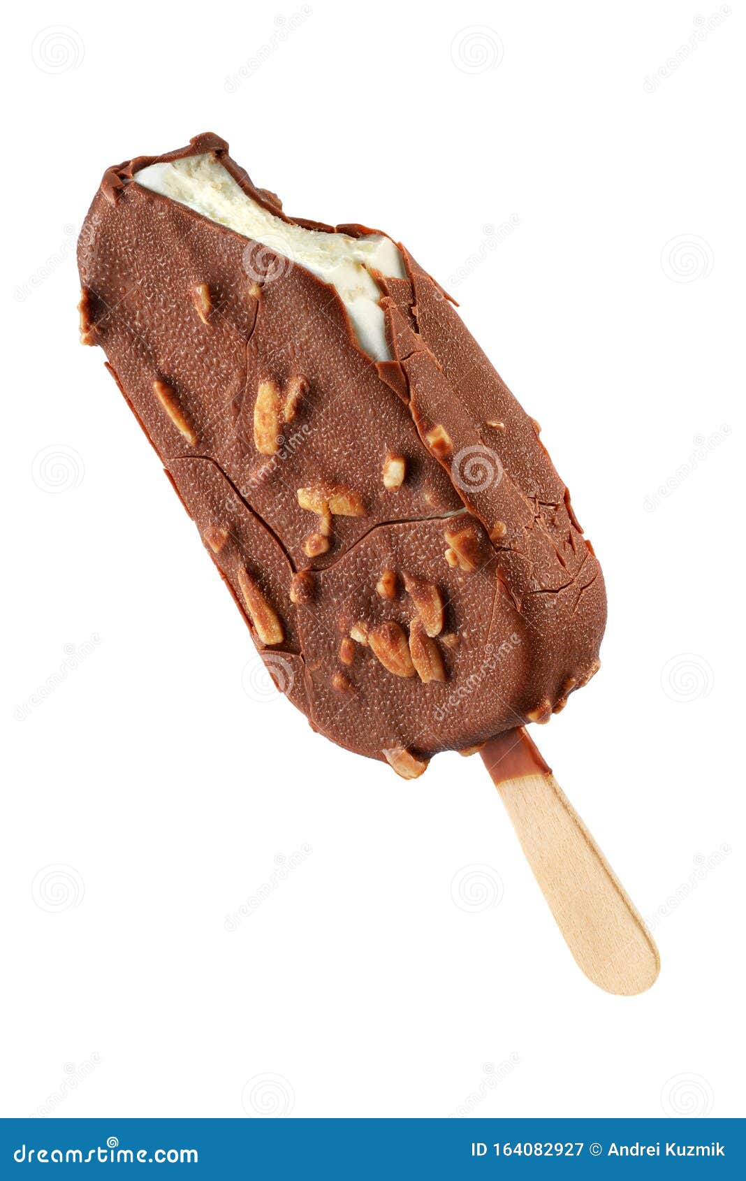 Ice Cream Popsicle with Chocolate Coating and Almond Isolated Stock ...
