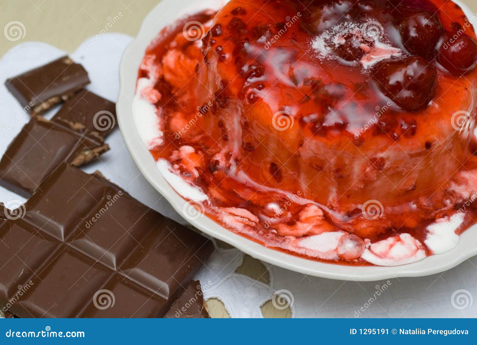 Icecream Poured with Cherry Jam. Stock Image Image of jelly, herry