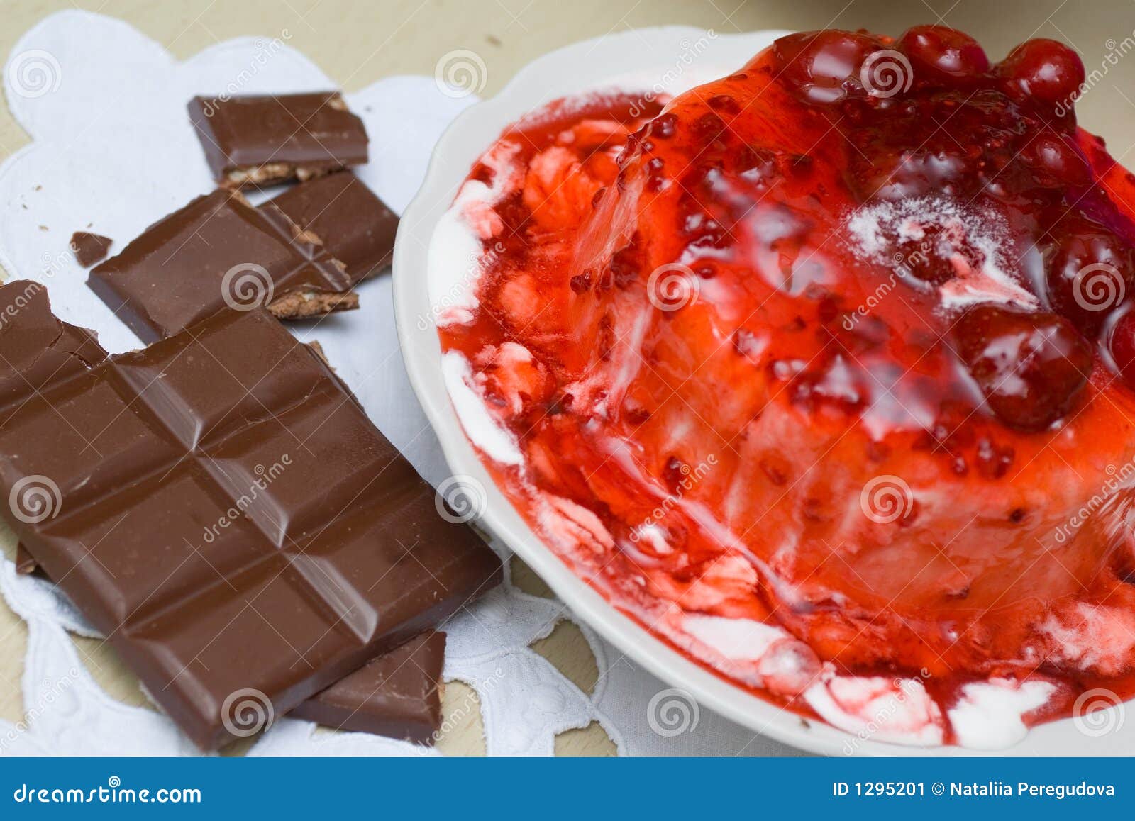 Icecream Poured with Cherry Jam. Stock Image Image of culinary