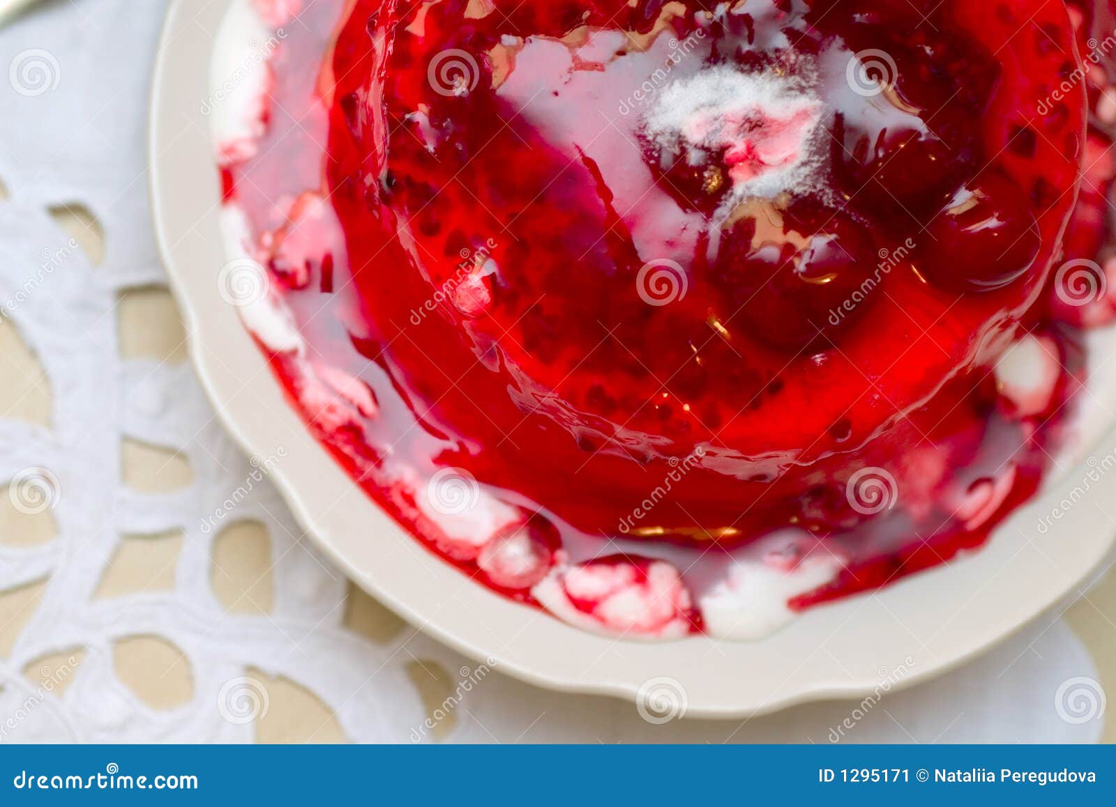 Icecream Poured with Sweet Cherry Jam Stock Image Image of pudding