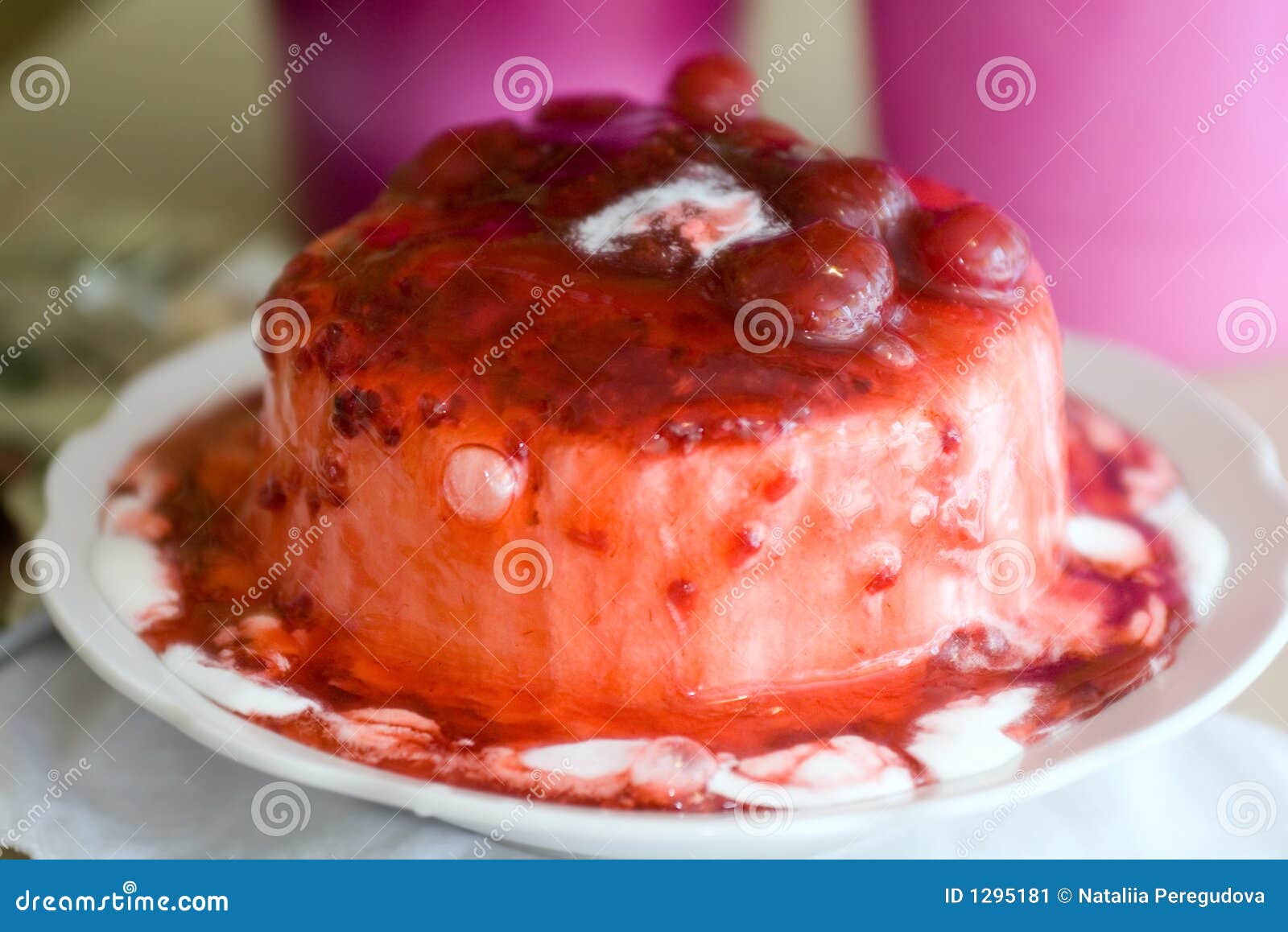 Icecream Poured with Sweet Cherry Jam Stock Image Image of fresh