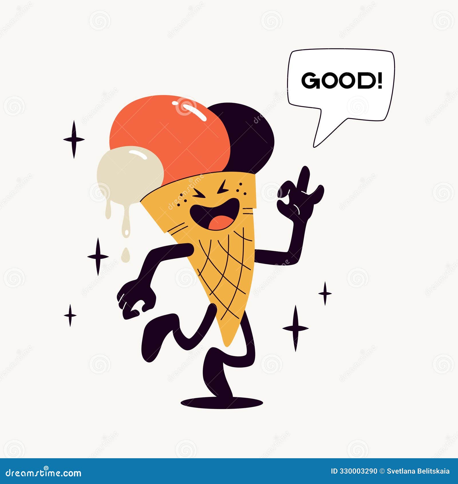 ice cream retro character mascot