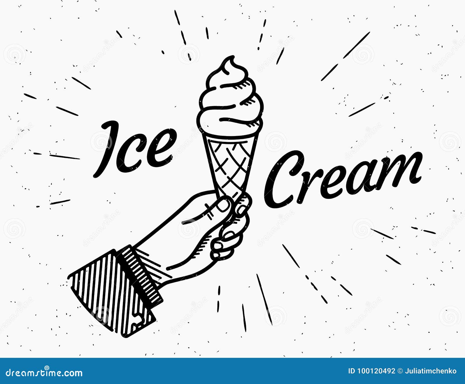 ice cream retro delicious  icon with hipster starburst and text