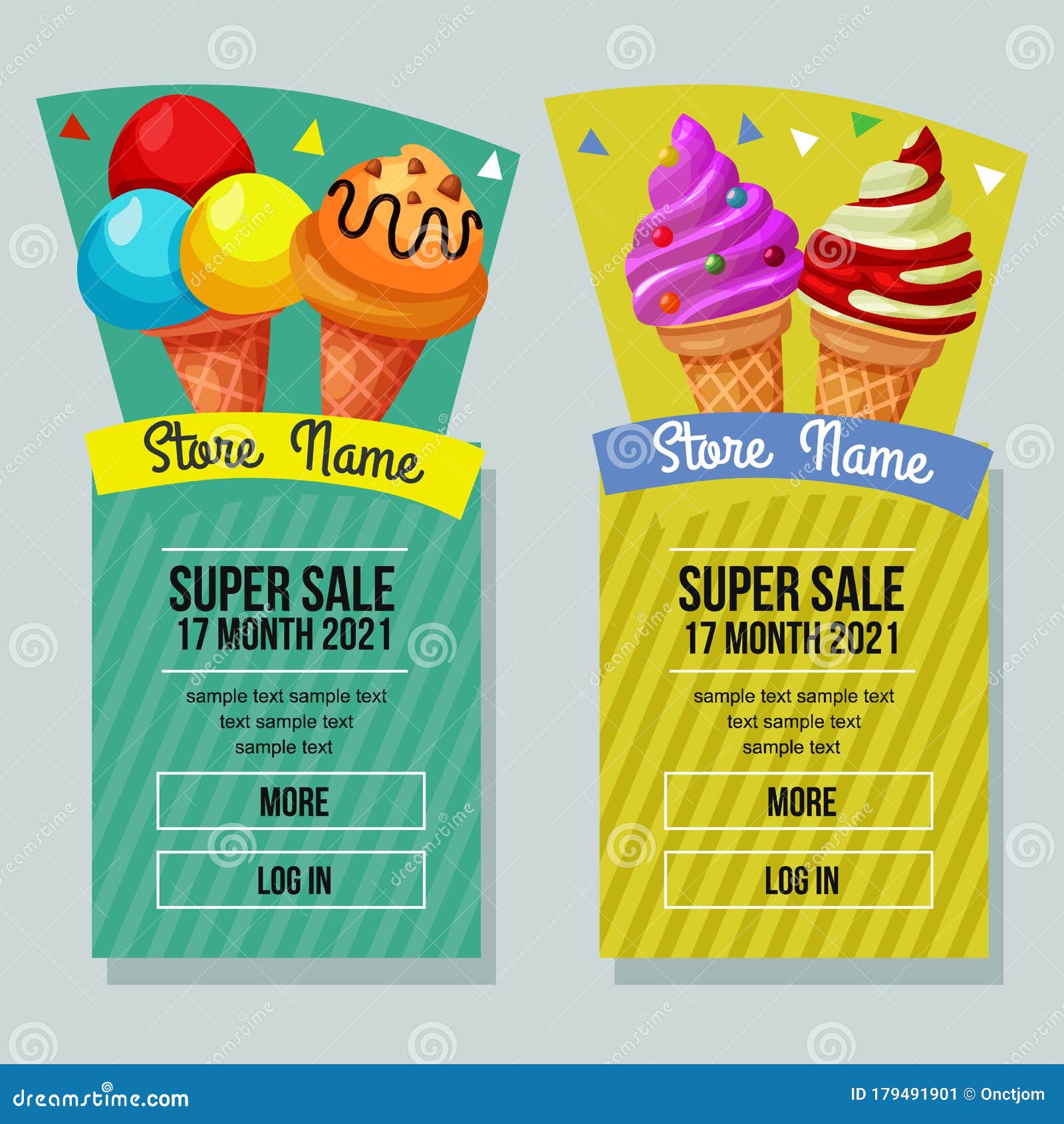 Ice Cream Sale Banner Vertical Object Stock Vector - Illustration of