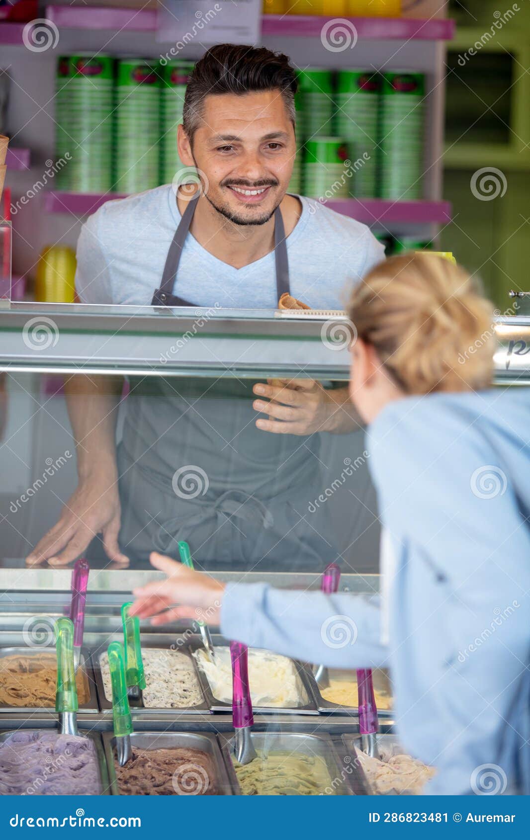 Ice Cream Seller with Female Customer Stock Image Image of cream, bangkok 286823481