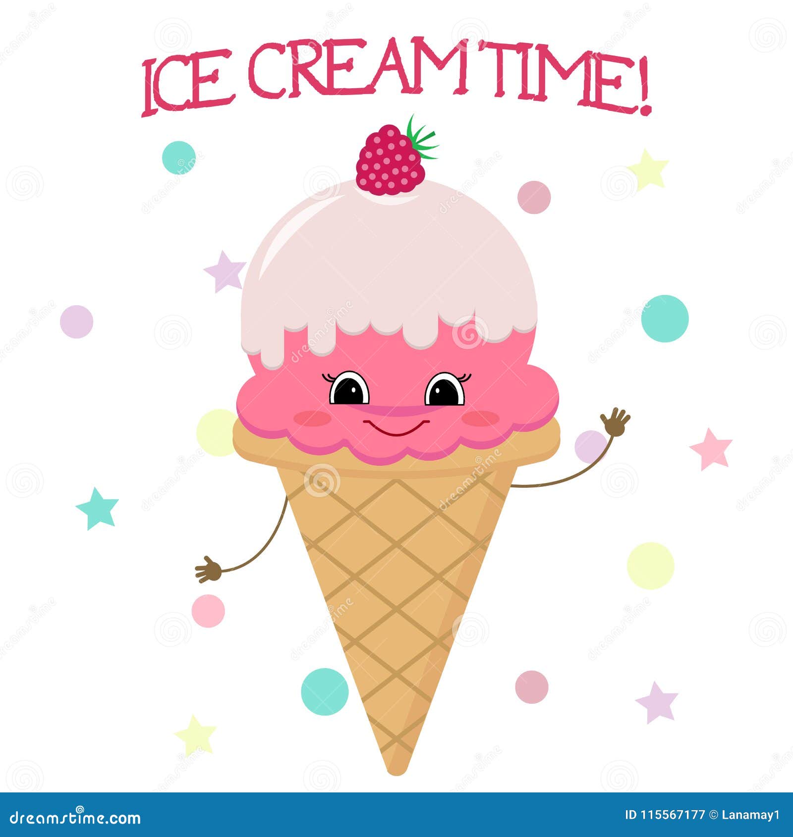 Ice Cream Smiley in a Waffle Cone in the Style of a Cartoon. Stock Vector - Illustration of cafe, cold: 115567177 Ice Cream Smiley in a Waffle Cone in the Style of a Cartoon. Stock Vector - Illustration of cafe, cold: 115567177