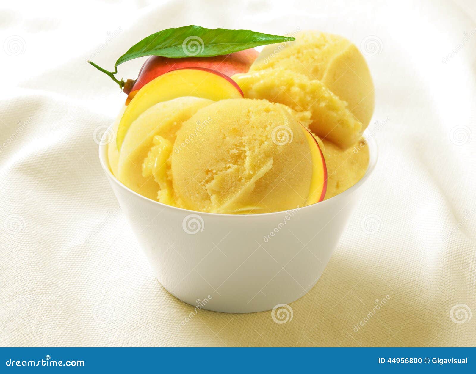 Ice Cream Sorbet Mango in the Ceramic Cup Stock Photo Image of