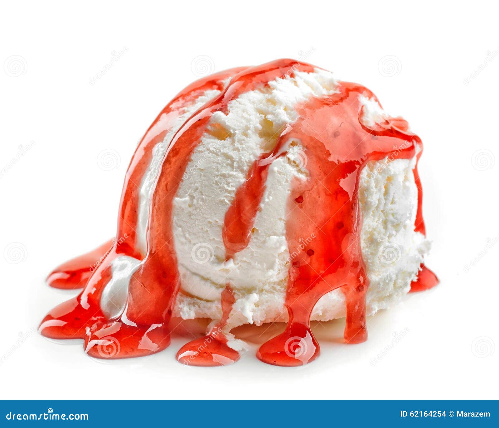 Ice Cream with Strawberry Sauce Stock Photo Image of isolated