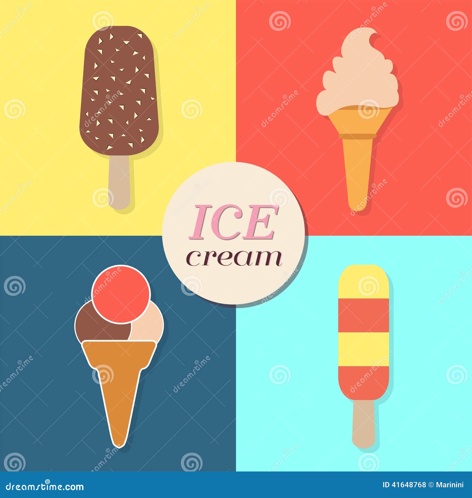 Download Ice Cream, Summery Retro Label, Flat Design Stock ...