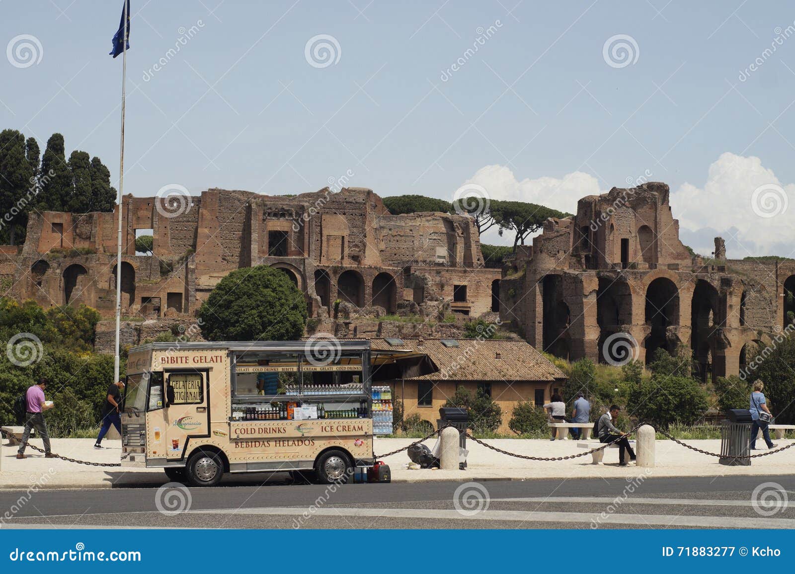Ice cream van, Rome, Italy editorial photography. Image of facade