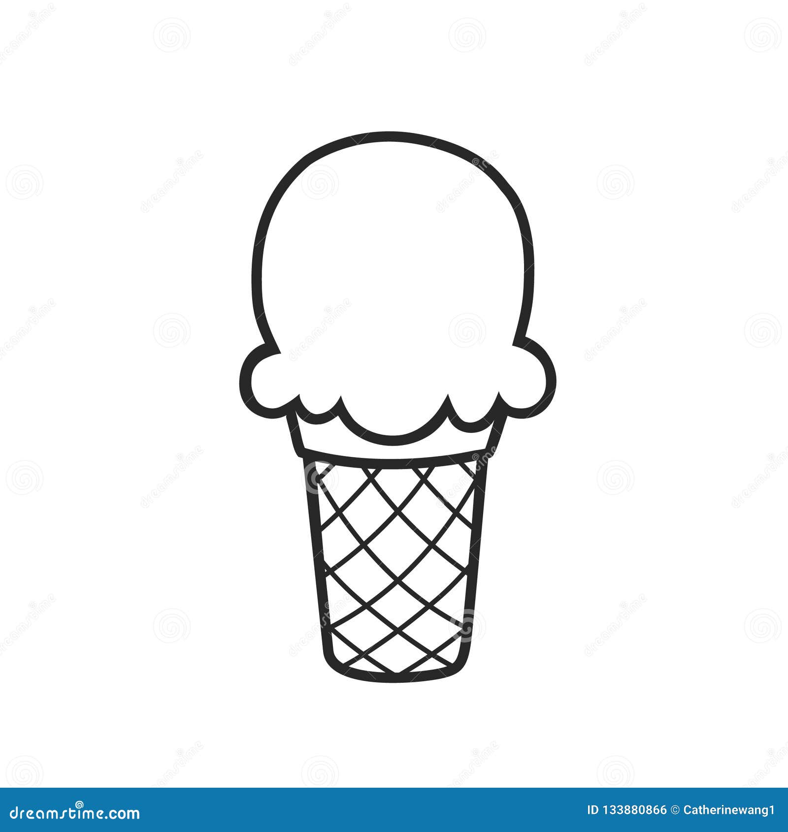 Ice Cream Clean Black Outline Vector for Coloring Stock Vector -  Illustration of style, black: 133880866