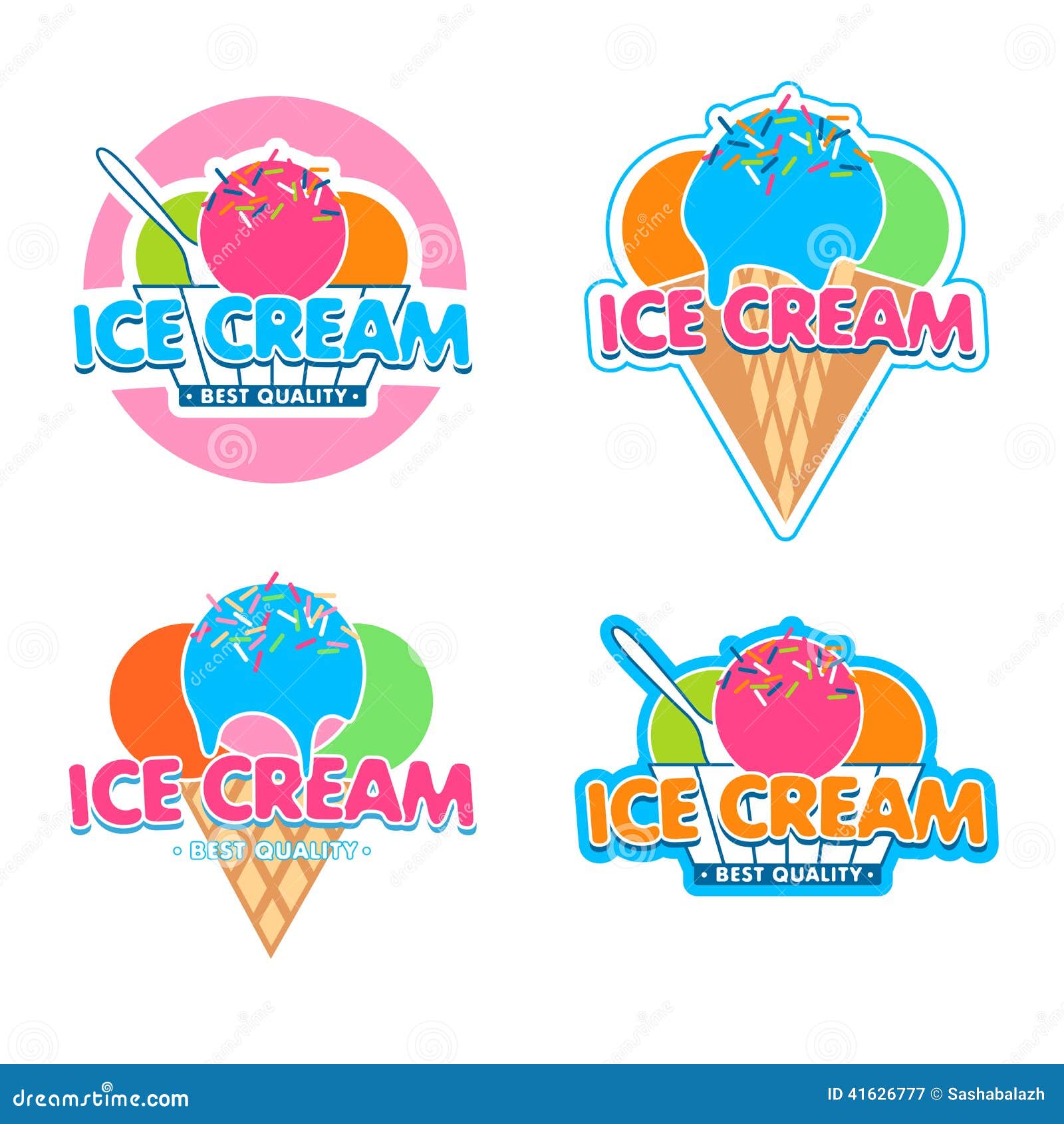Ice Cream 4 Vector Logos Stock Vector Illustration Of Dish 41626777