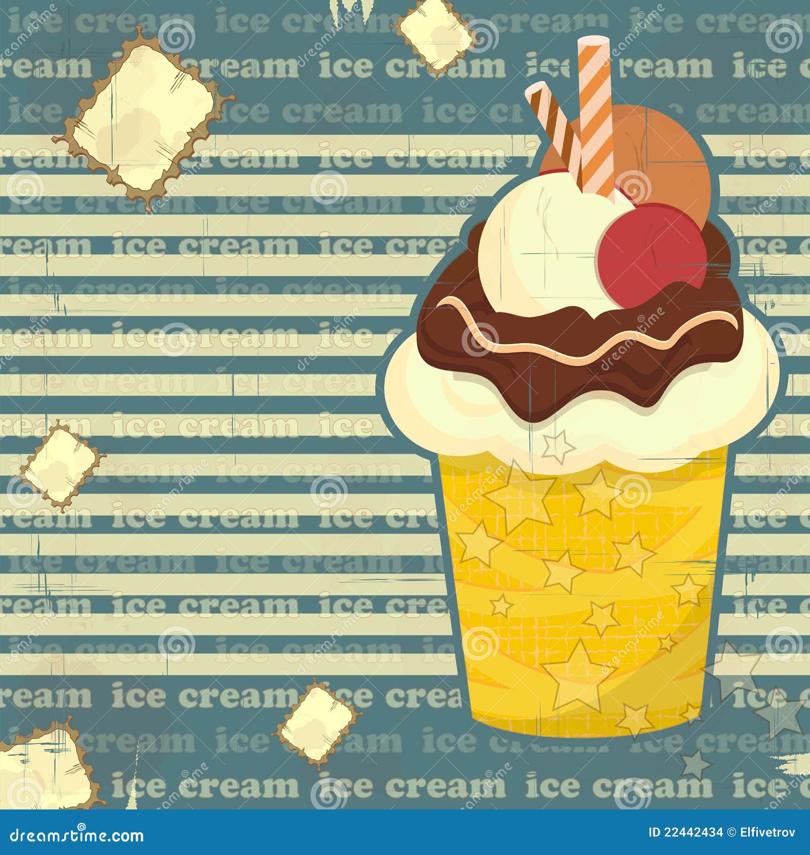 Ice Cream vintage poster stock vector. Illustration of collection