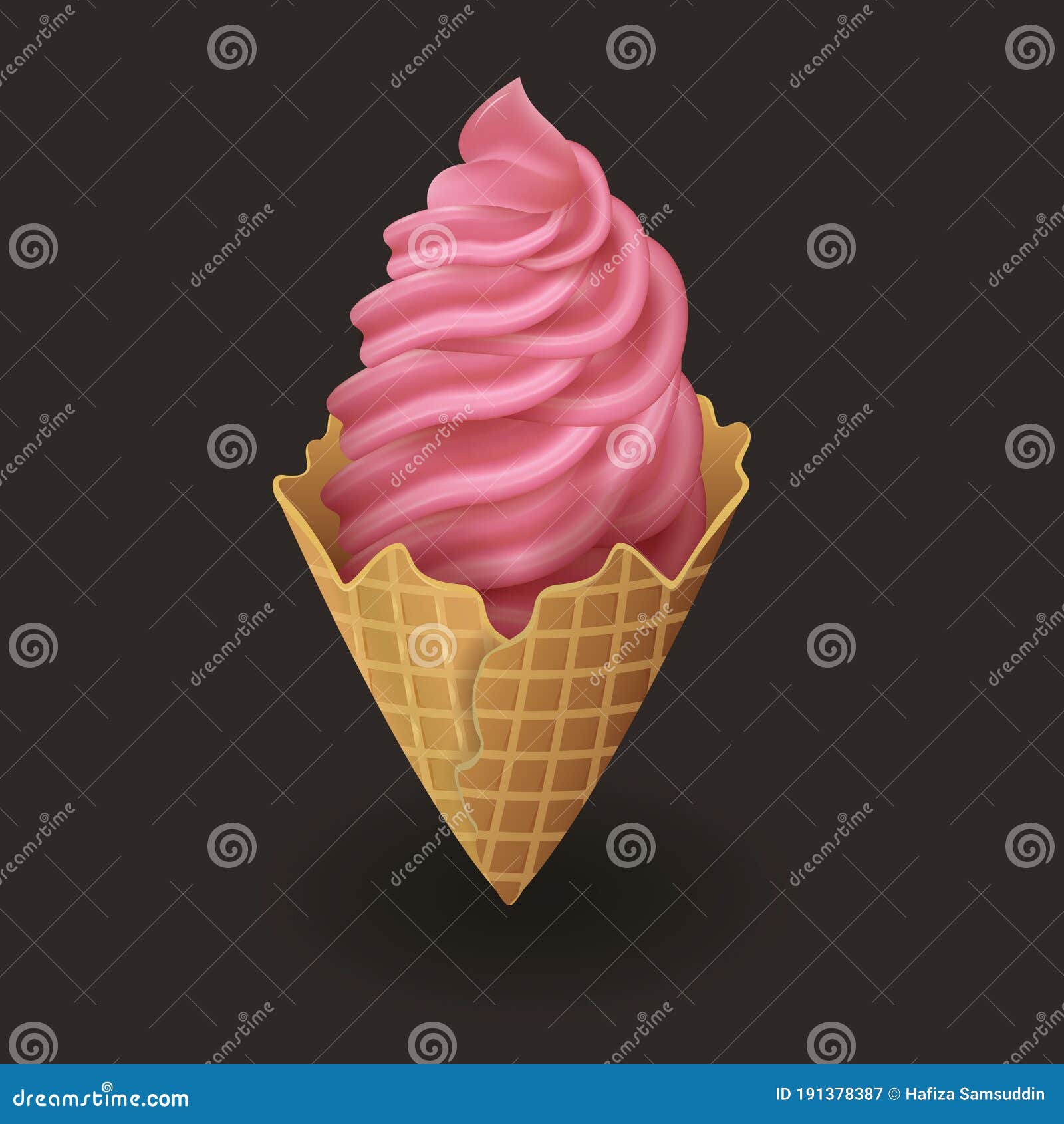 Ice Cream In Wafer Cone Vector Illustration Decorative Design Stock Vector Illustration Of