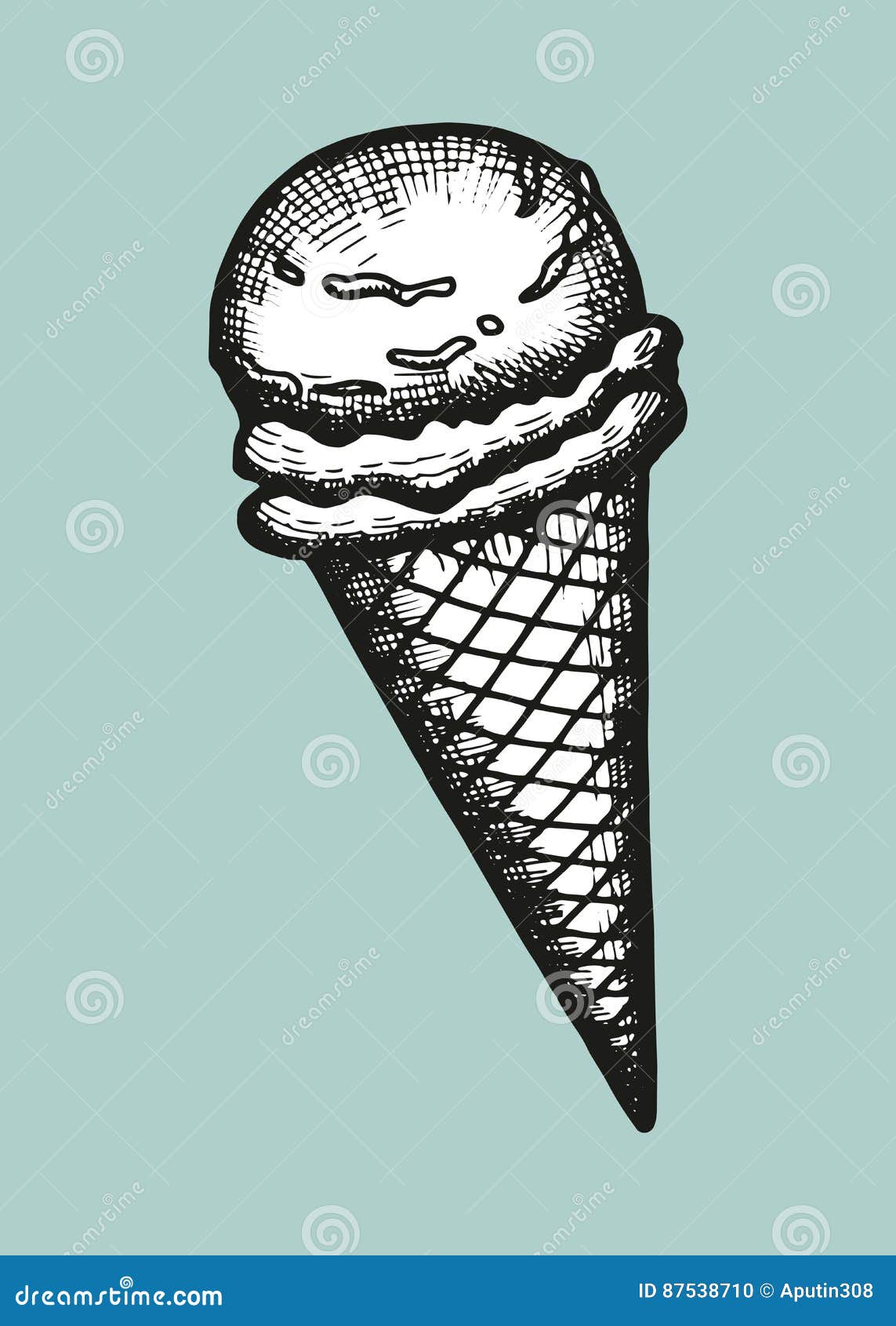 Premium Vector  Hand drawing ice cream gelato cone with wafer stick roll