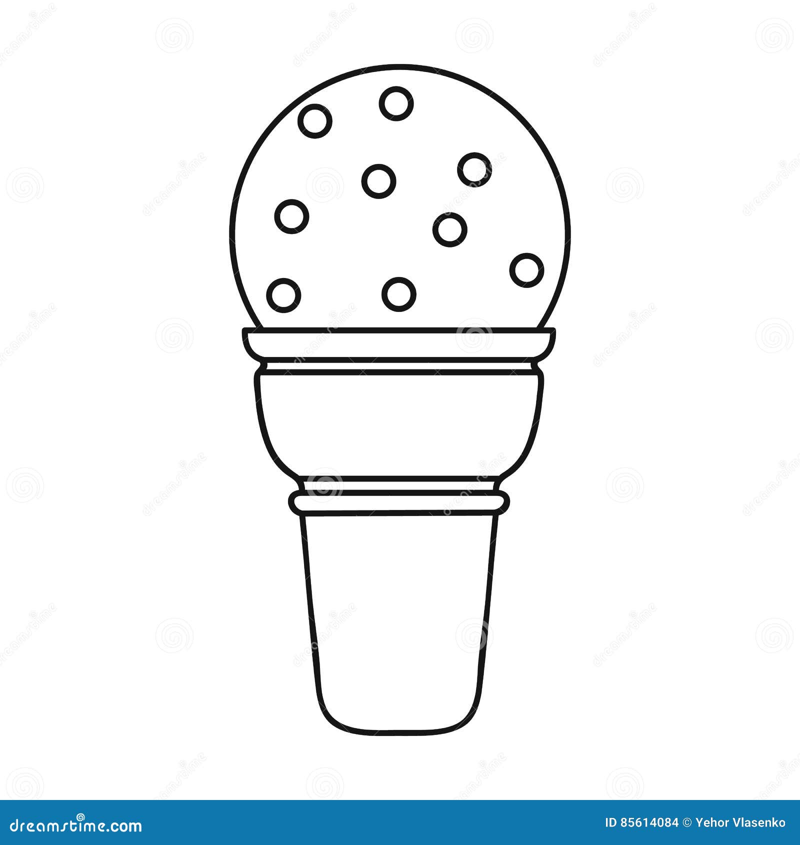 Ice Cream In Waffle Cup Icon In Outline Style Isolated On White
