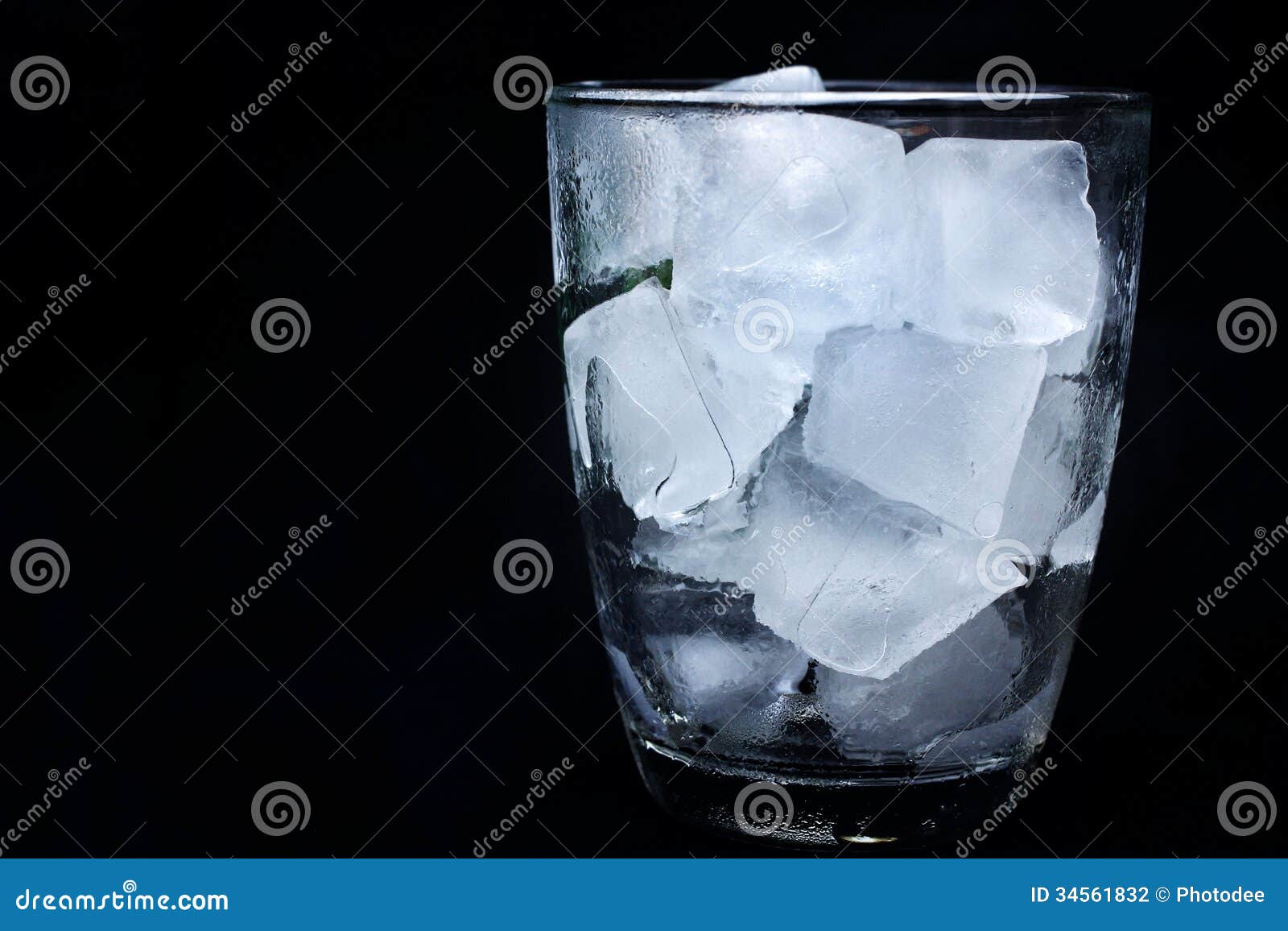 Ice cubes on black background