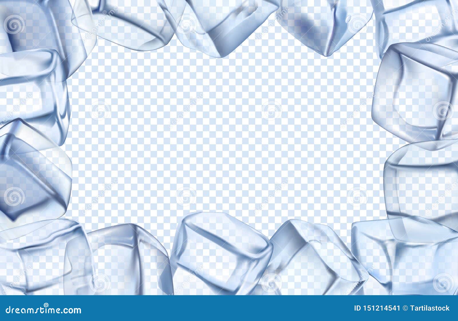 Ice Cubes Frame. Chill Border, Icy Cold Cube and Iced Rectangular Frame