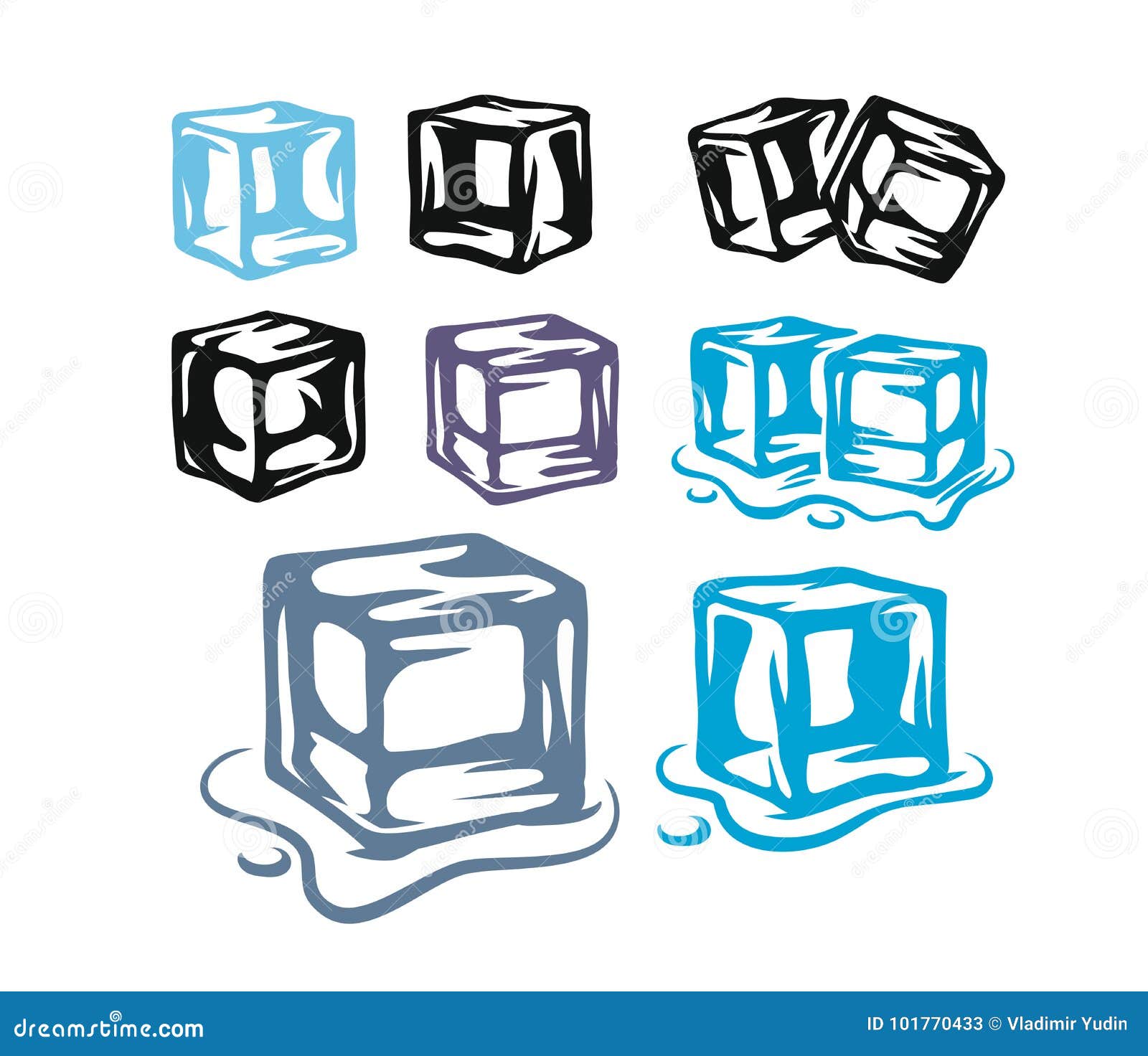 Ice Cubes Set On White Background Stock Vector Illustration Of Black Symbol 101770433