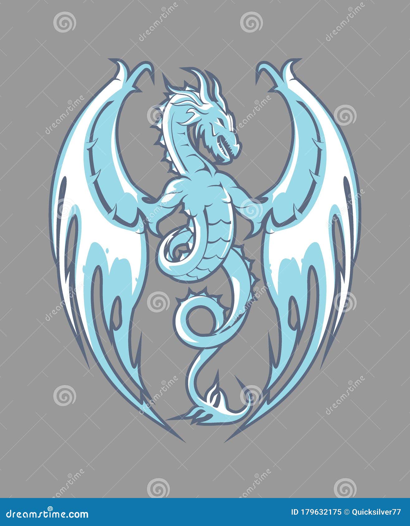 Ice Dragon, Mythical Beast stock vector. Illustration of isolated -  179632175