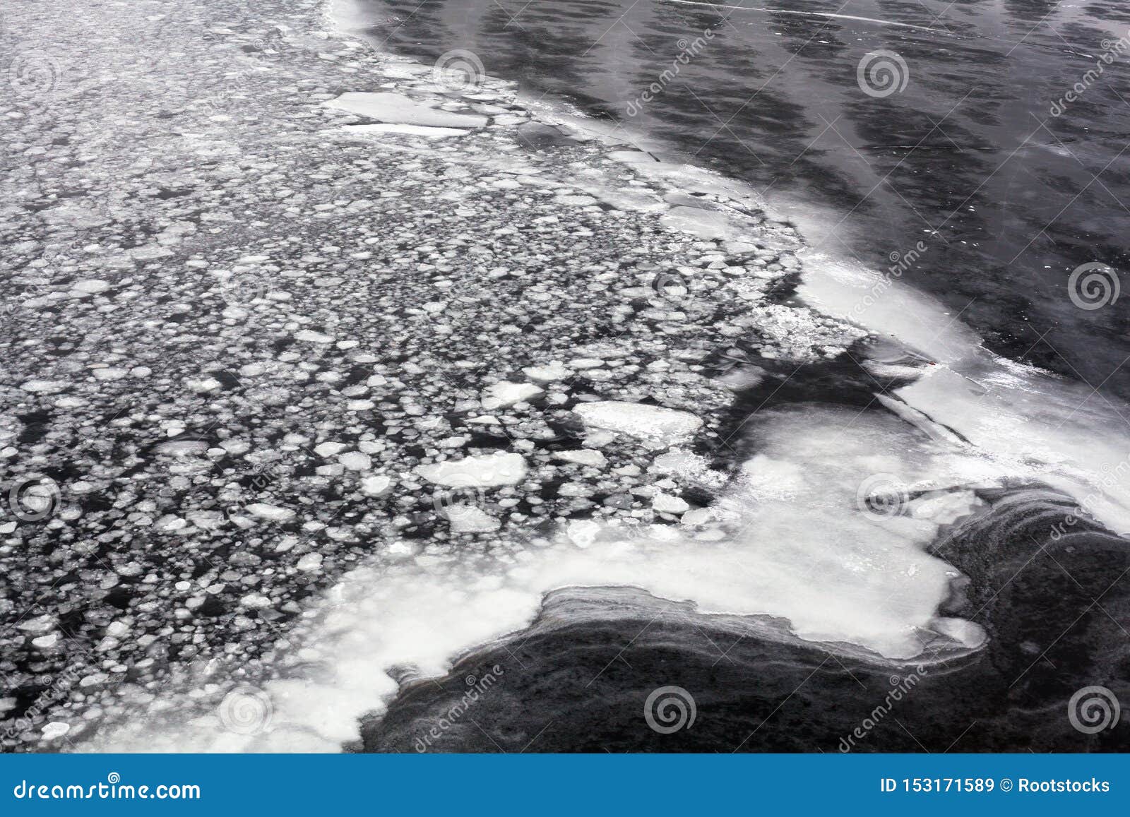 Ice Drifting on the Water Surface Stock Image Image of crack, close