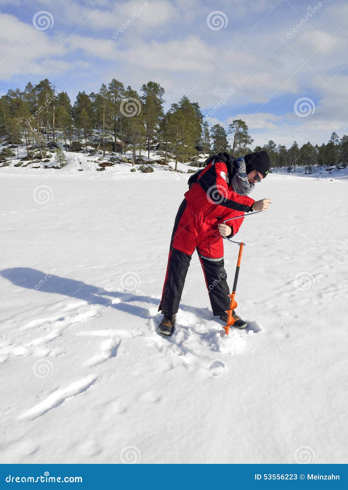 Download Ice Fisherman With A Hand Ice Auger Editorial Stock Photo ...