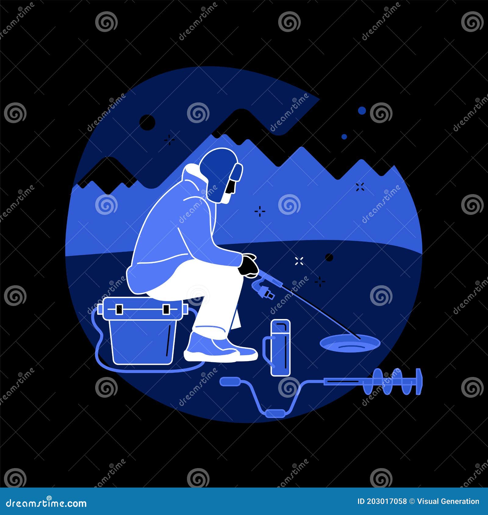 Ice Fishing Abstract Concept Vector Illustration. Stock Vector -  Illustration of dark, modern: 203017058