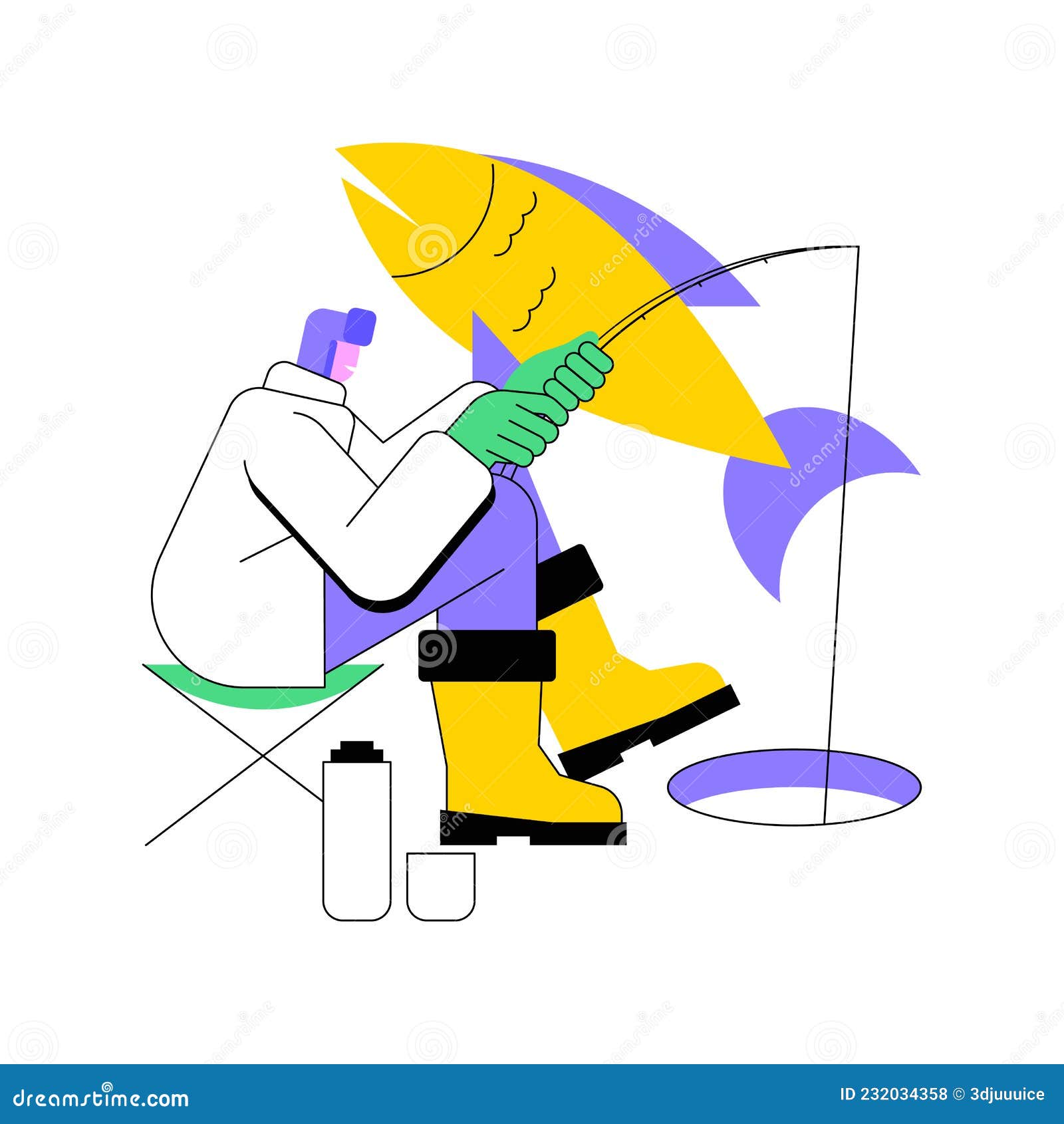 Ice Fishing Abstract Concept Vector Illustration. Stock Vector -  Illustration of cartoon, fisherman: 232034358