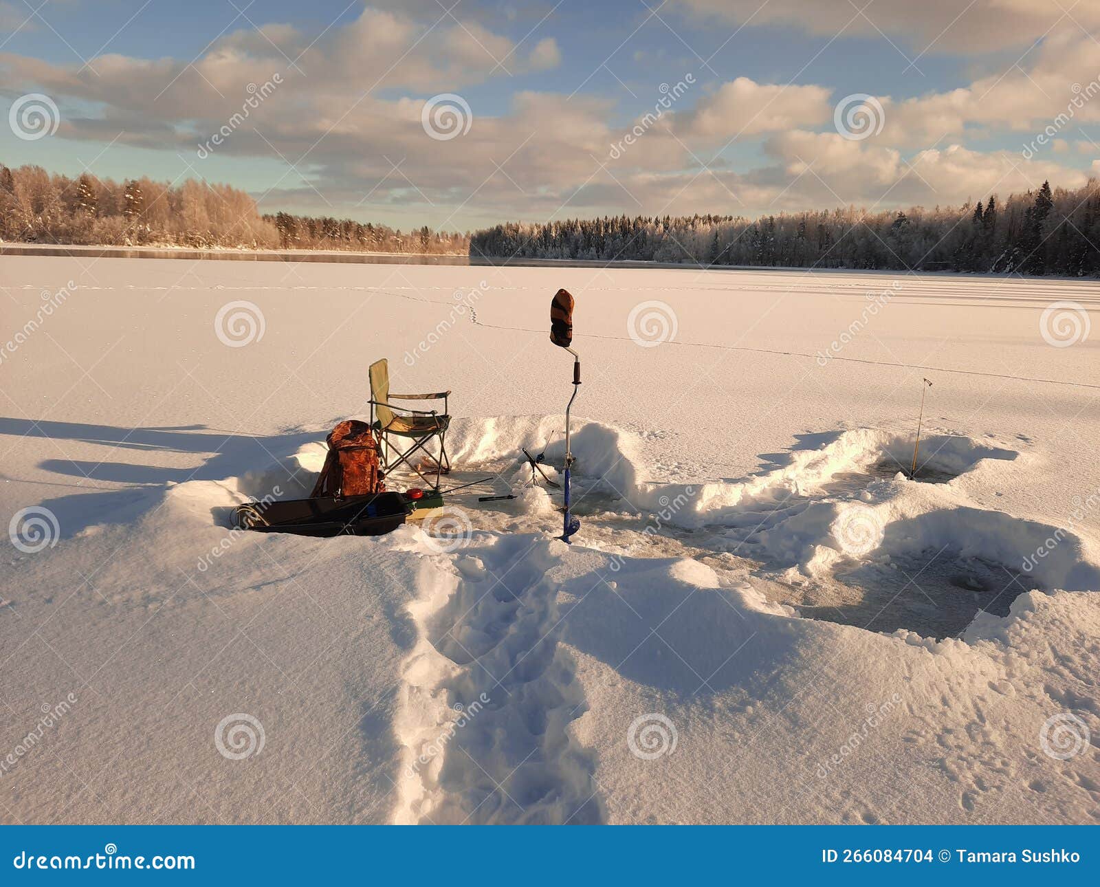 Ice Fishing in the North of Sweden Stock Photo Image of activity