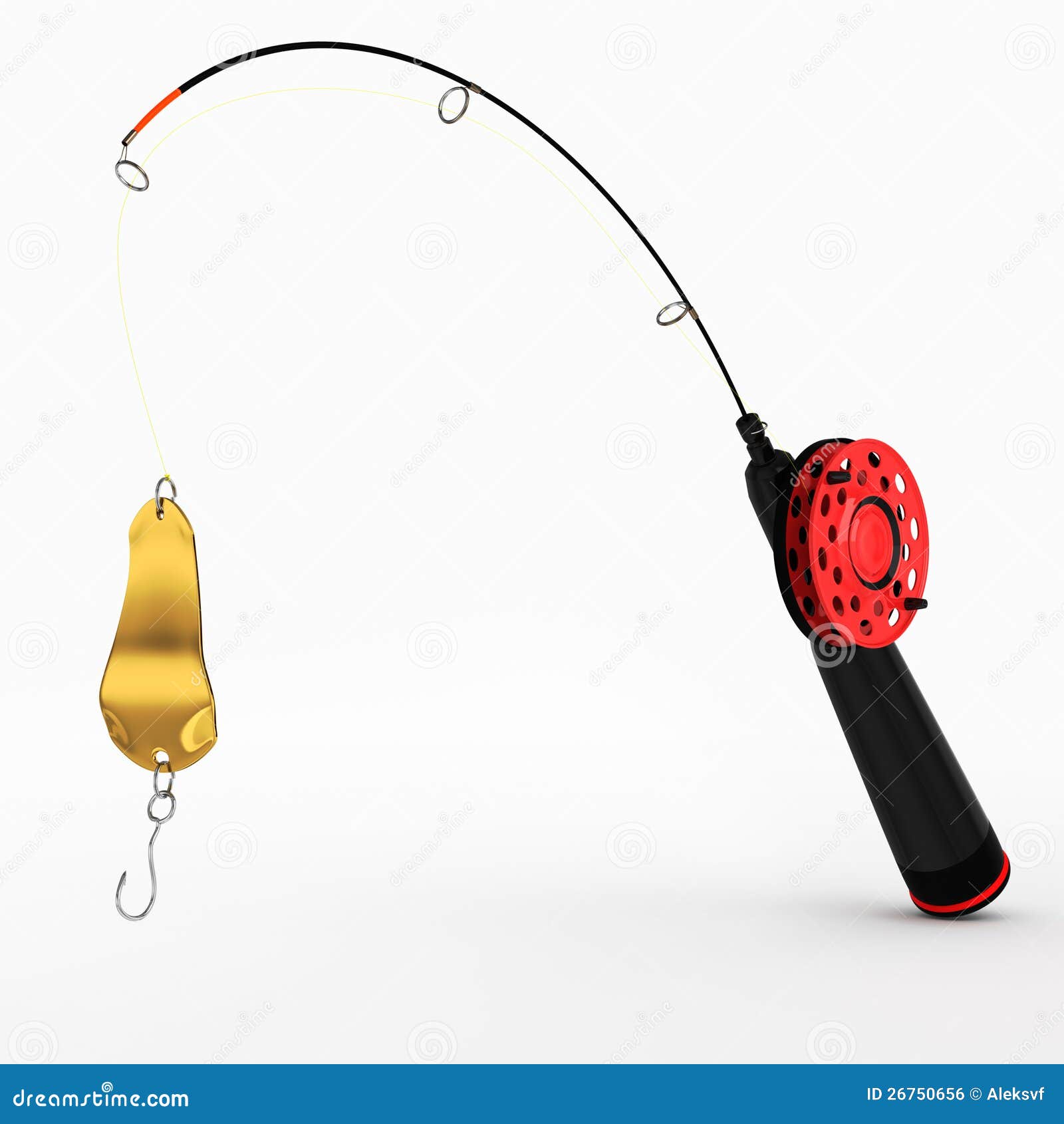 Ice fishing rod with spoon stock illustration. Illustration of lure